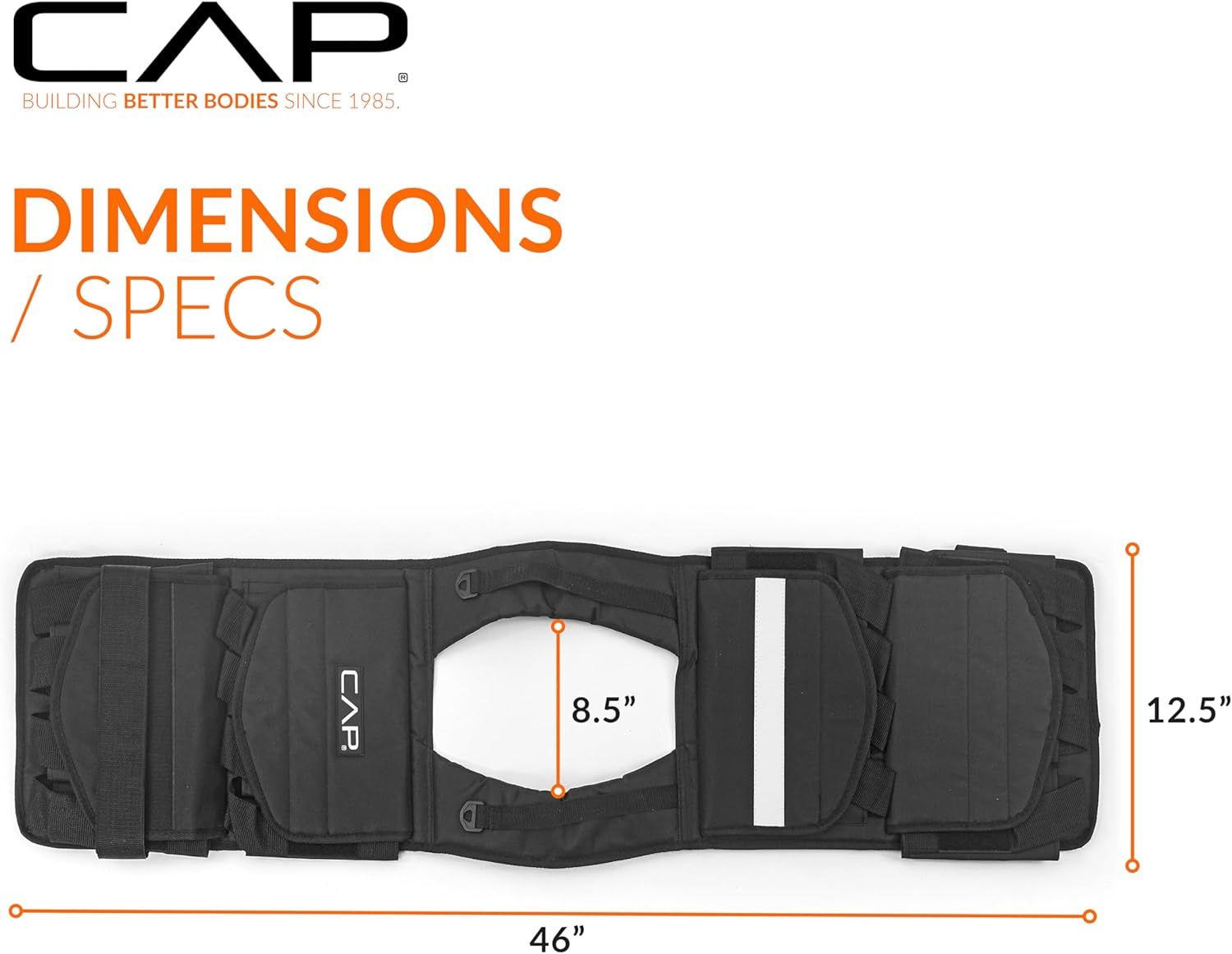 Communicates the exact physical measurements of the product (46 inches length, 12.5 inches height, 8.5 inches width) to help shoppers understand the size and ensure it fits their needs.