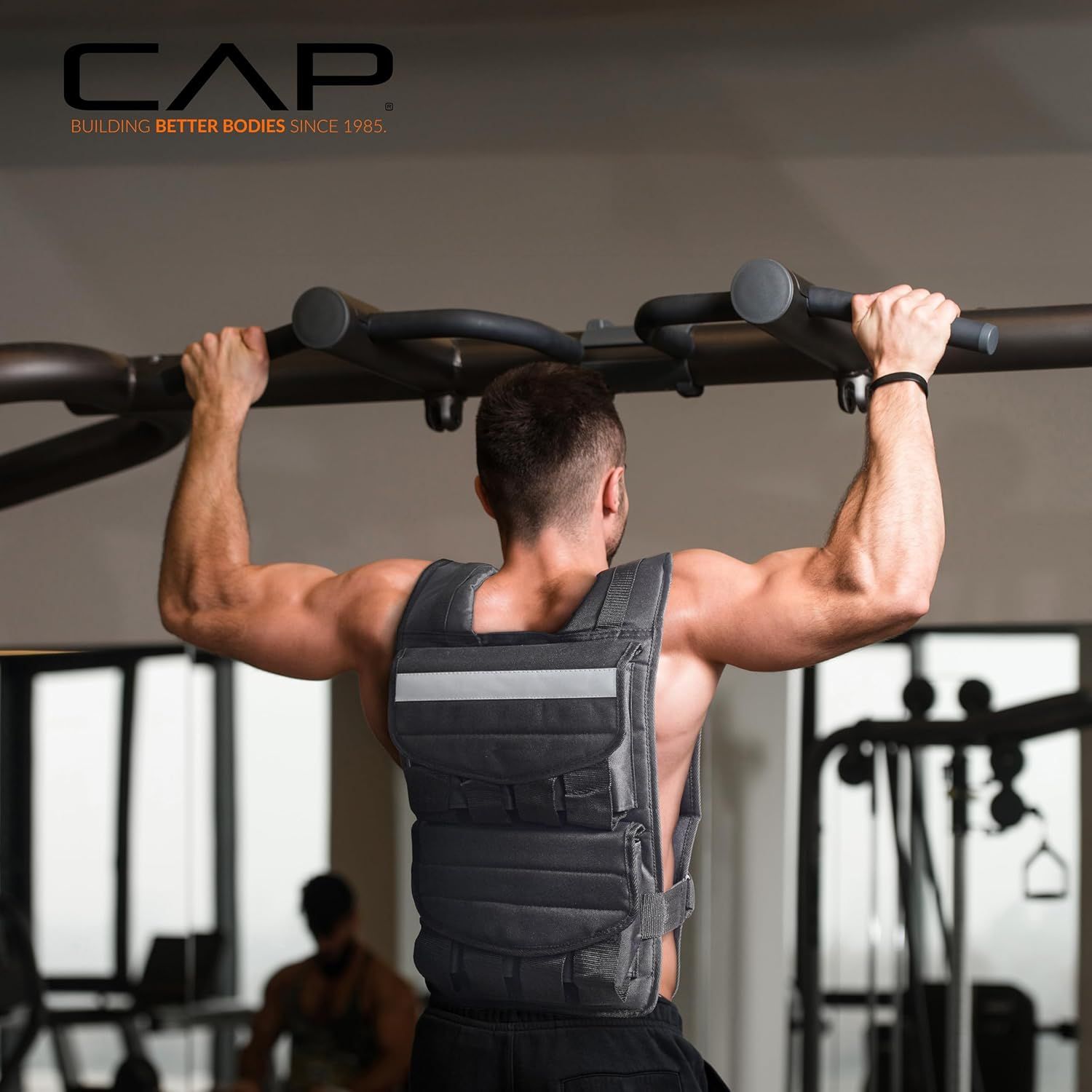 Communicates the CAP brand's heritage and mission ('Building Better Bodies Since 1985') while showing the product in authentic use, establishing brand credibility and emotional connection with…