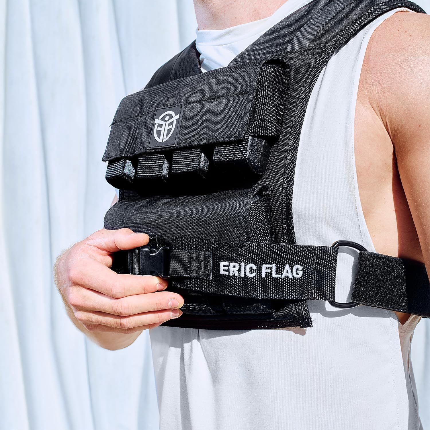 Demonstrates the product being worn in a real-world setting to help shoppers visualize how the arm/shoulder brace looks and fits when in use.