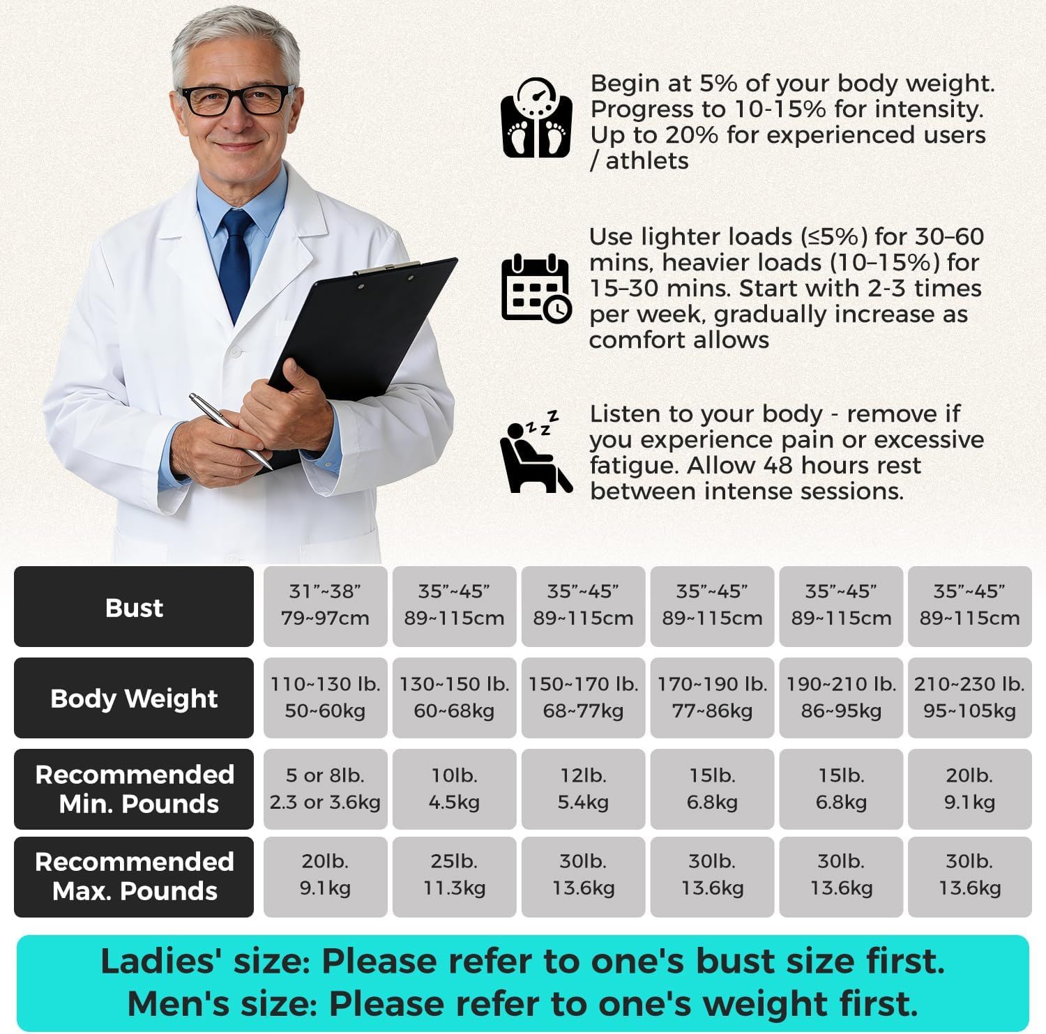Provides comprehensive instructions on how to safely use the product with proper weight selection, progression guidelines, and safety precautions to ensure effective and safe usage. Helps shoppers…
