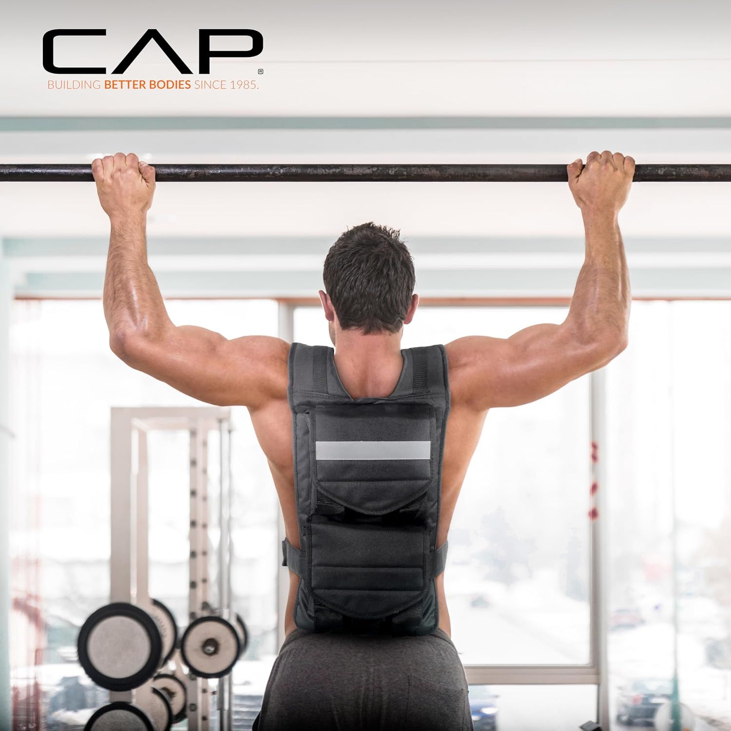 Demonstrates the product in use during a real-world workout scenario to help shoppers visualize how the weighted vest fits and functions during exercise.