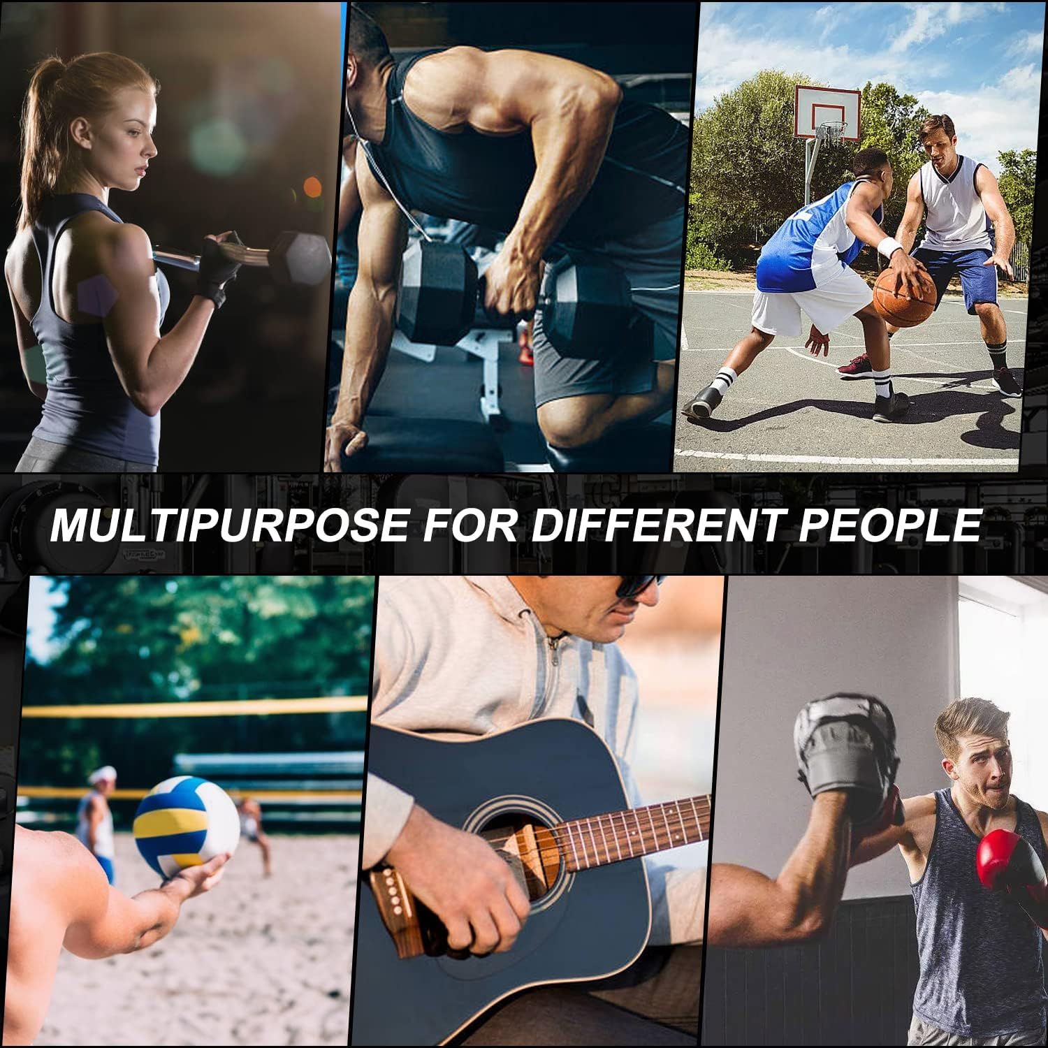Demonstrates the product's versatility by showing it can be used across multiple activities and contexts—gym workouts, outdoor sports, music, and boxing—appealing to different types of users and…