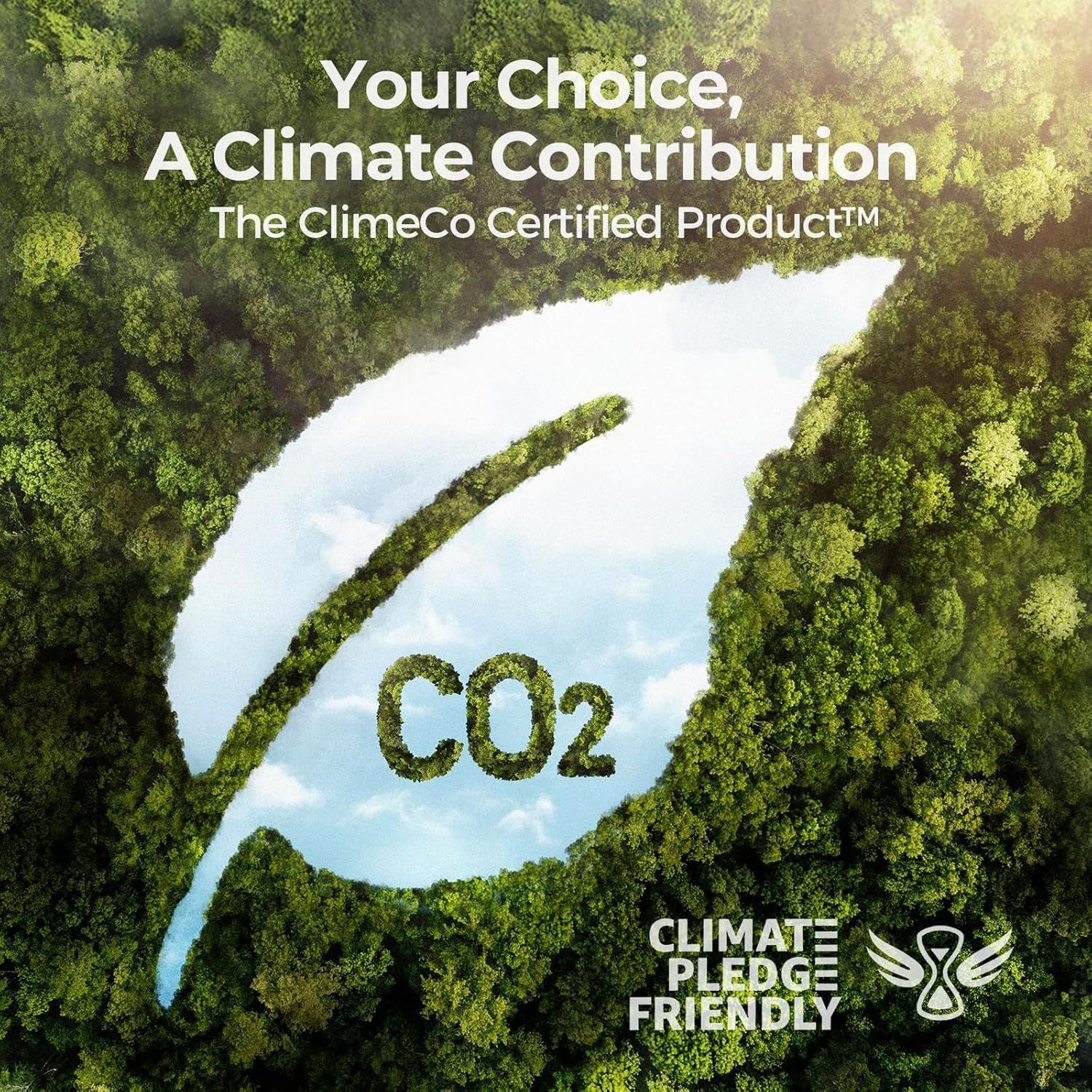 Communicates the product's environmental responsibility and carbon offset certification to appeal to eco-conscious shoppers and build trust through third-party validation.