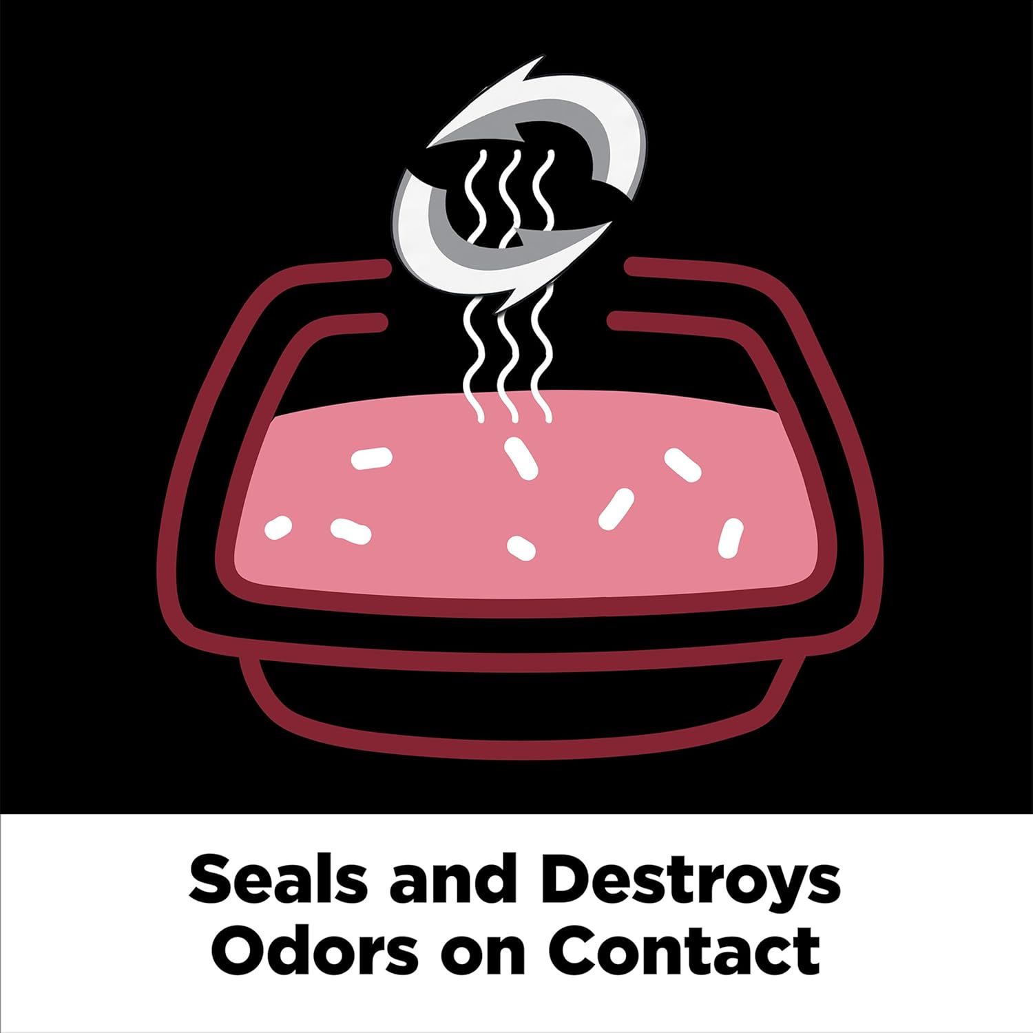 Communicates that the product seals and destroys odors on contact, reassuring shoppers that it effectively eliminates unwanted smells.