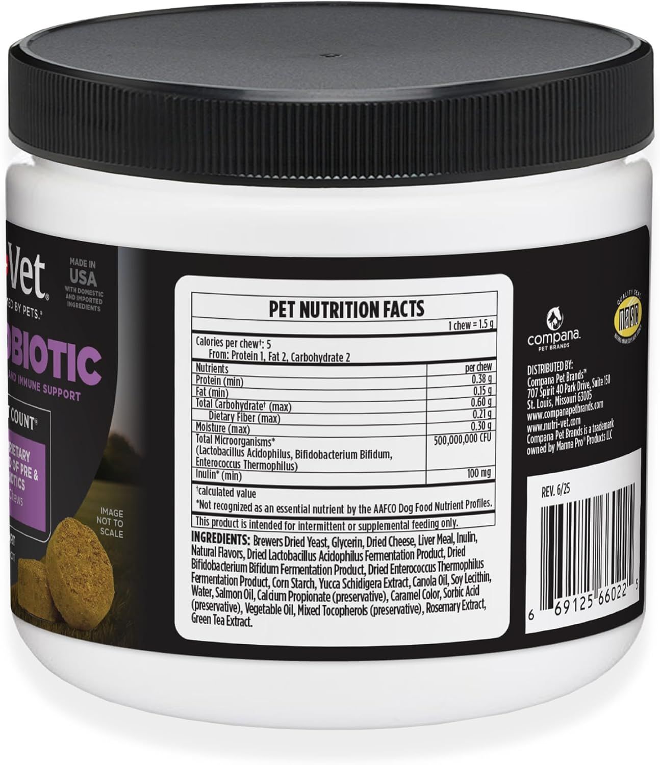 Displays the product container with its nutrition facts label and ingredient list visible, allowing shoppers to review detailed product information and make informed purchasing decisions.
