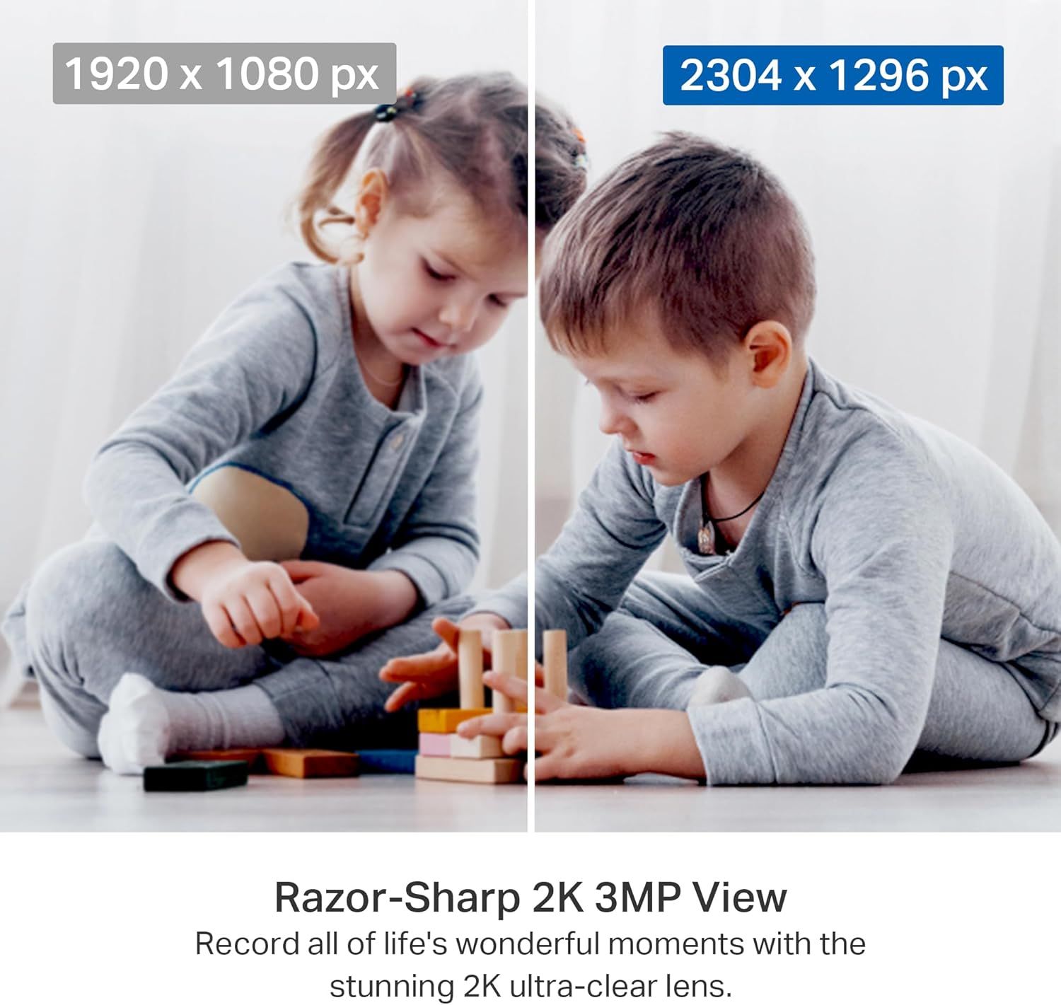 Communicates the camera's high-resolution capability (2K 3MP) to reassure shoppers they can capture clear, detailed footage of important moments. Highlights the product's ability to record life's…