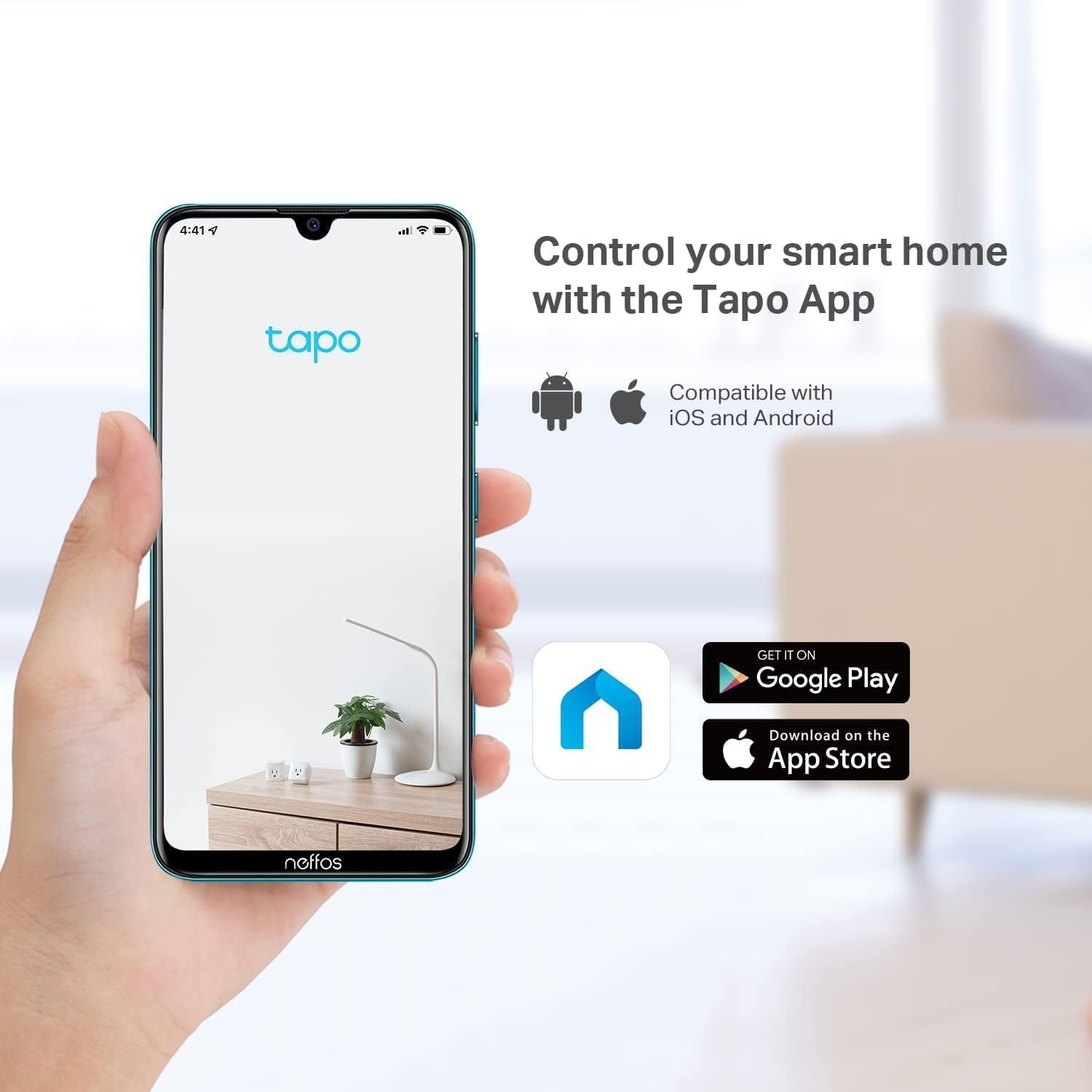 Communicates that the Tapo smart home app is compatible with both iOS and Android devices, reassuring shoppers they can control their smart home regardless of their phone platform.