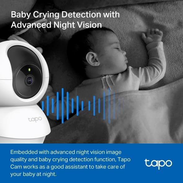 Communicates the baby monitor's ability to detect crying and provide clear night vision, reassuring parents they can monitor their baby effectively at night.