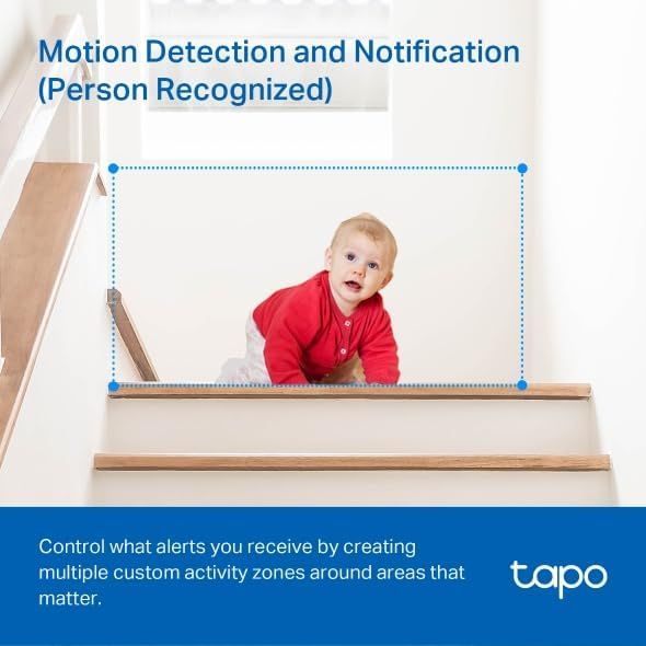 Demonstrates the product's smart motion detection capability that recognizes people and sends alerts, reassuring parents they can monitor their child's safety with customizable zone-based…
