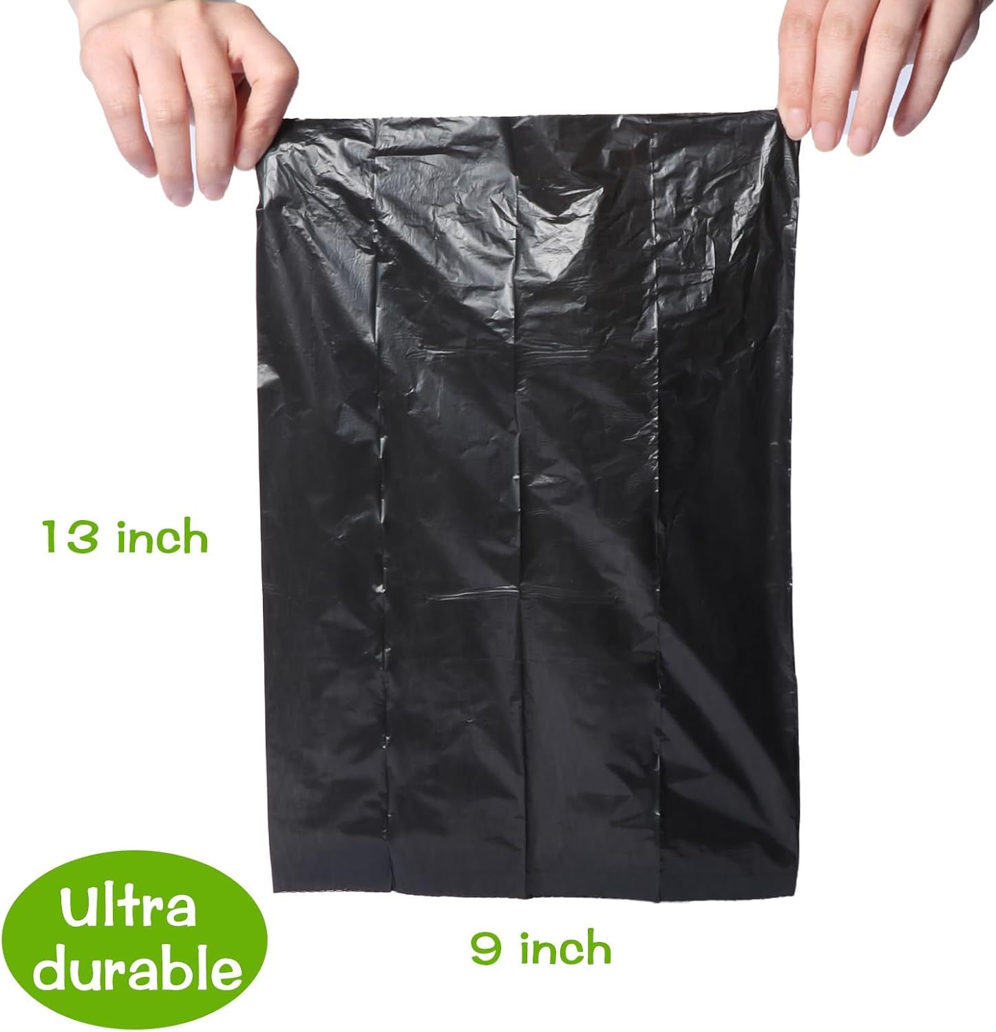 Communicates the exact physical dimensions of the product (a black bag/mailer) to help shoppers understand its size and capacity for their needs. Highlights the product's durability as a key…