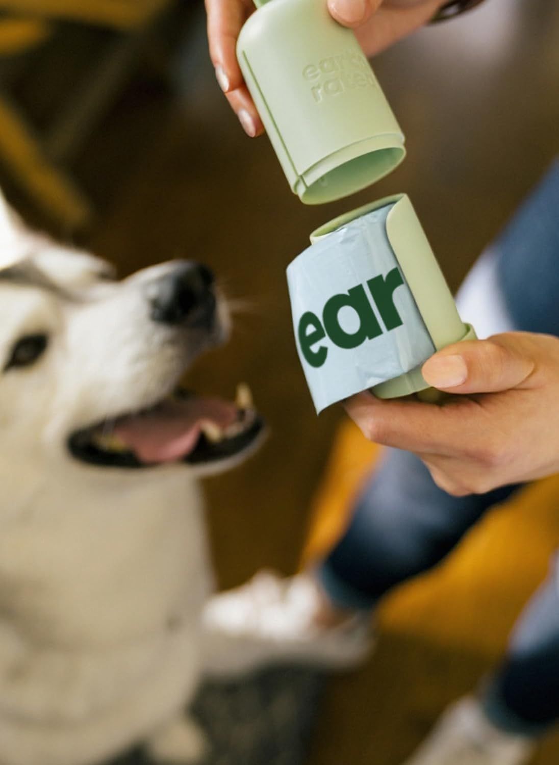Demonstrates the product being used in an authentic home environment with a pet, creating an emotional connection and showing practical everyday application.