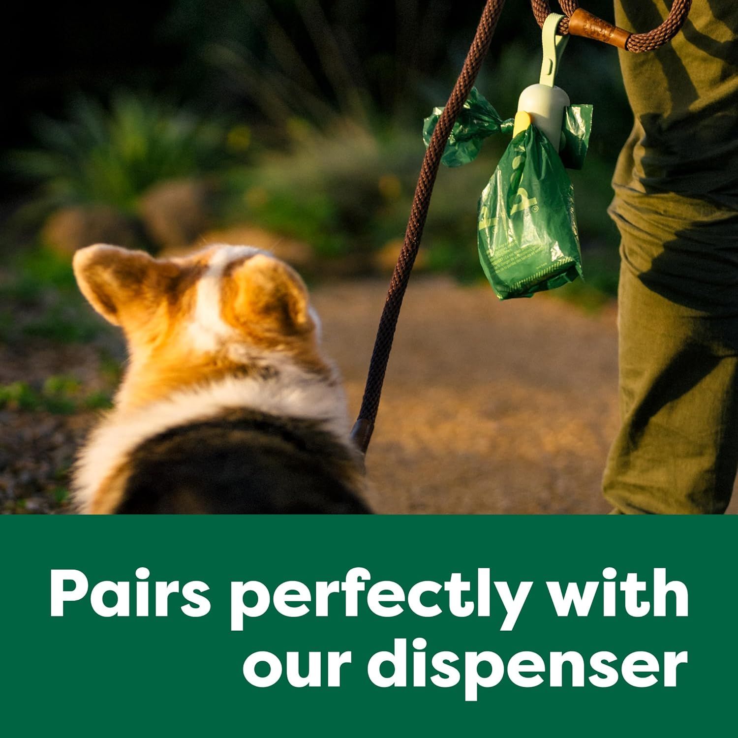 Communicates that these waste bags are designed to work seamlessly with the brand's dispenser system, reassuring shoppers of product compatibility and convenience.