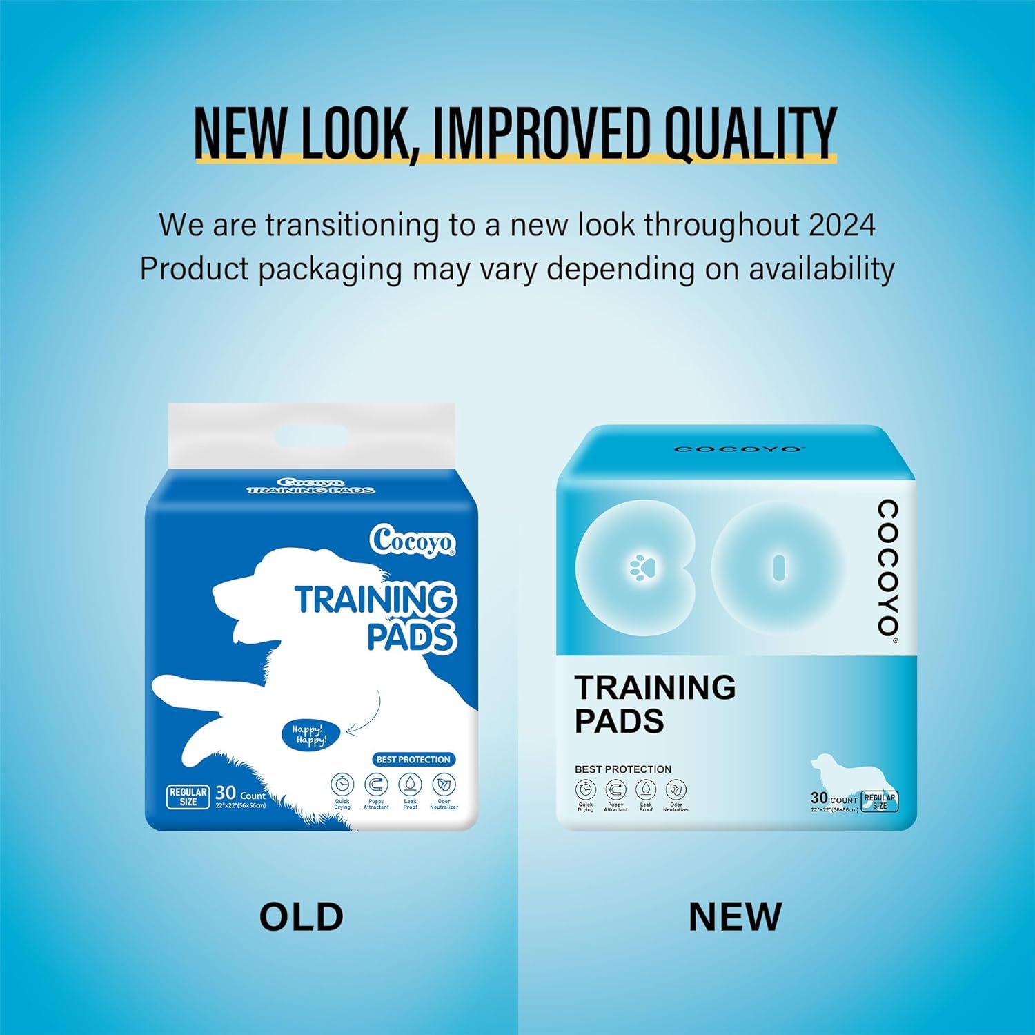 Communicates the brand's packaging transition and reassures shoppers that they may receive either the old or new packaging during the 2024 rollout period.