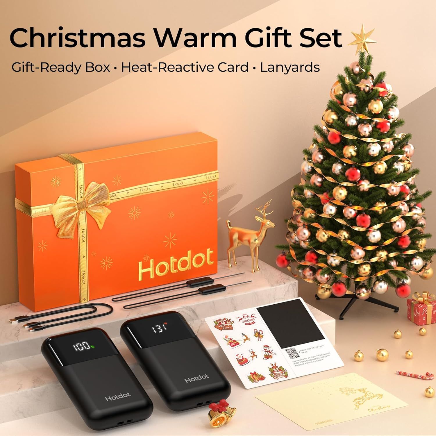 Shows everything included in the Christmas gift set to help shoppers understand the complete package they will receive, emphasizing the gift-ready presentation and holiday appeal. Positions the…