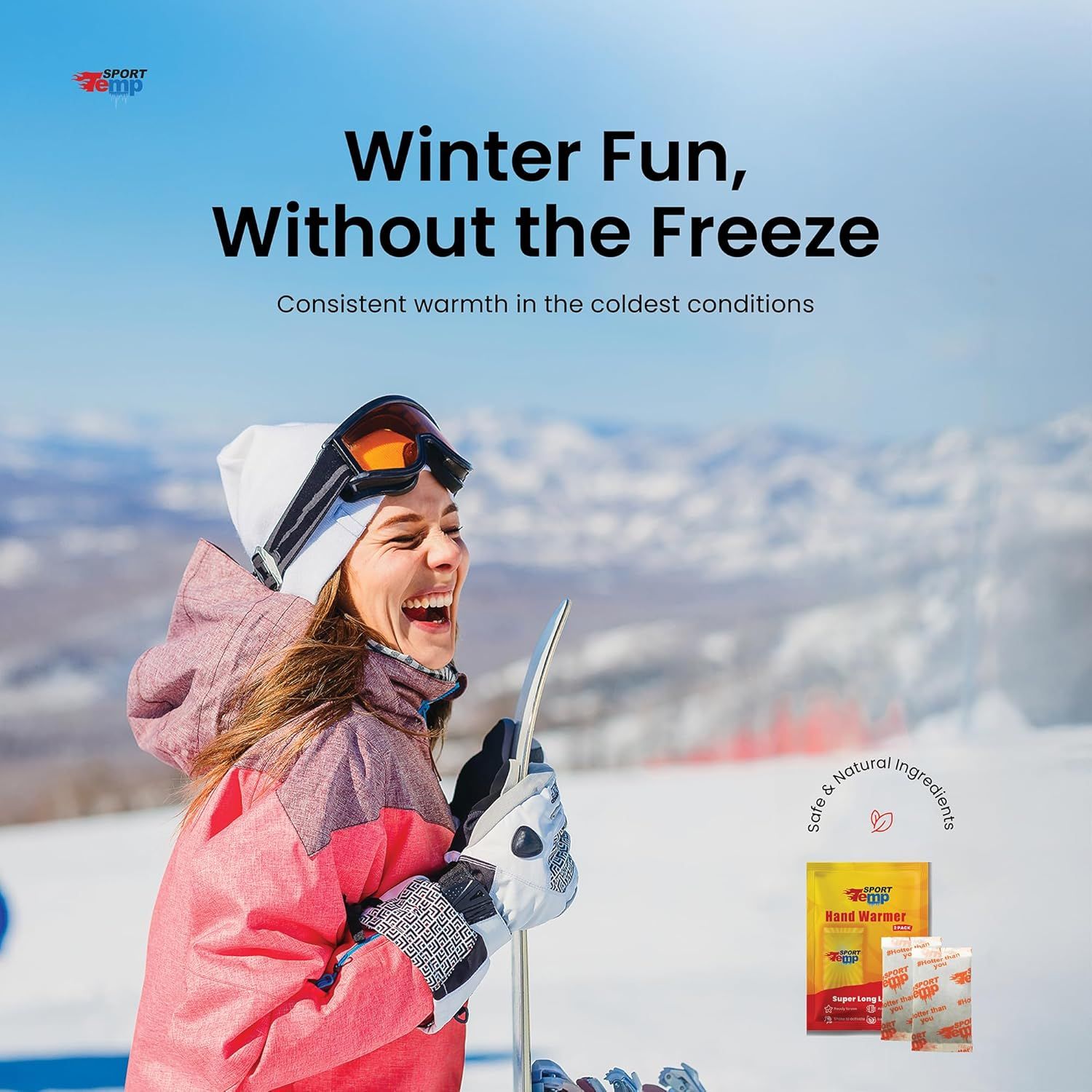 Positions the hand warmer product as ideal for winter activities and cold weather conditions, emphasizing its ability to provide warmth during outdoor winter sports and recreation. Communicates the…