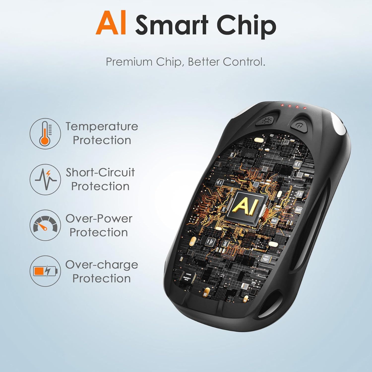 Communicates the AI Smart Chip's multiple safety features to reassure shoppers that the product offers comprehensive protection against common electrical hazards. Highlights the product's built-in…