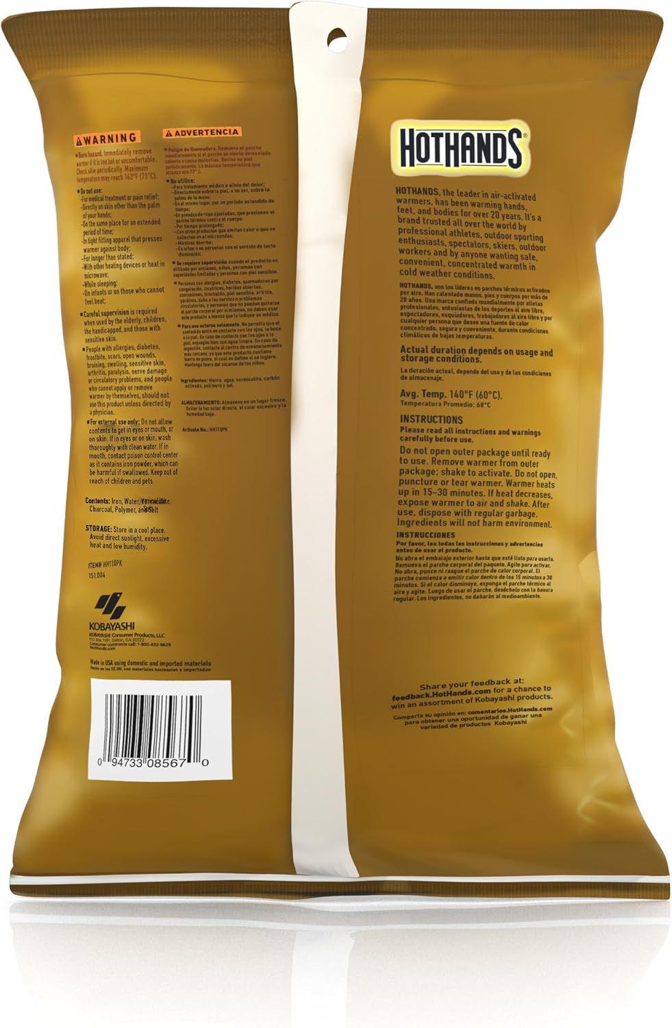 Communicates the HotHands brand story, heritage (20+ years as leader in air-activated warmers), and establishes trust by highlighting the brand's history and widespread use by professionals and…