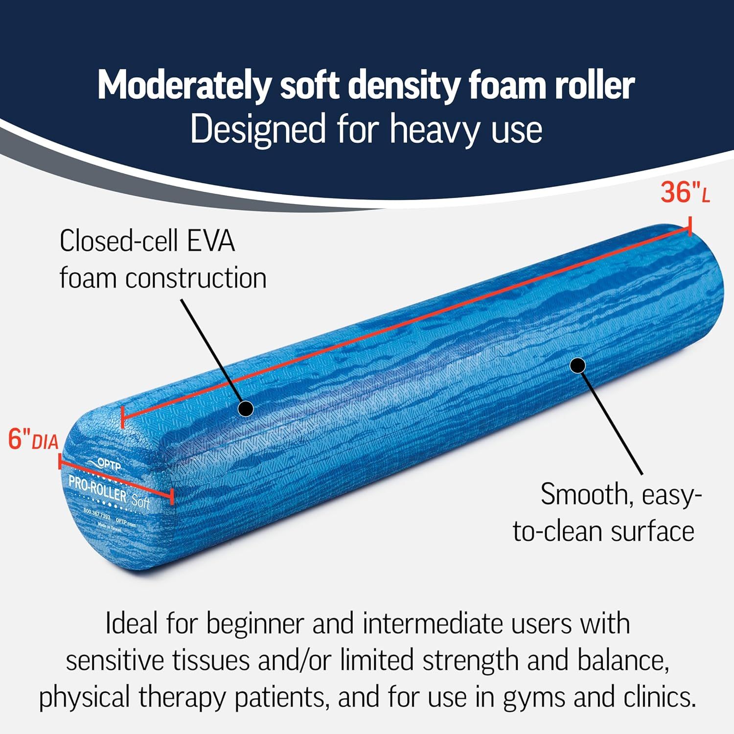 Breaks down the physical components and construction of the foam roller to help shoppers understand what the product is made of and its key structural features. Shows the exact physical dimensions…