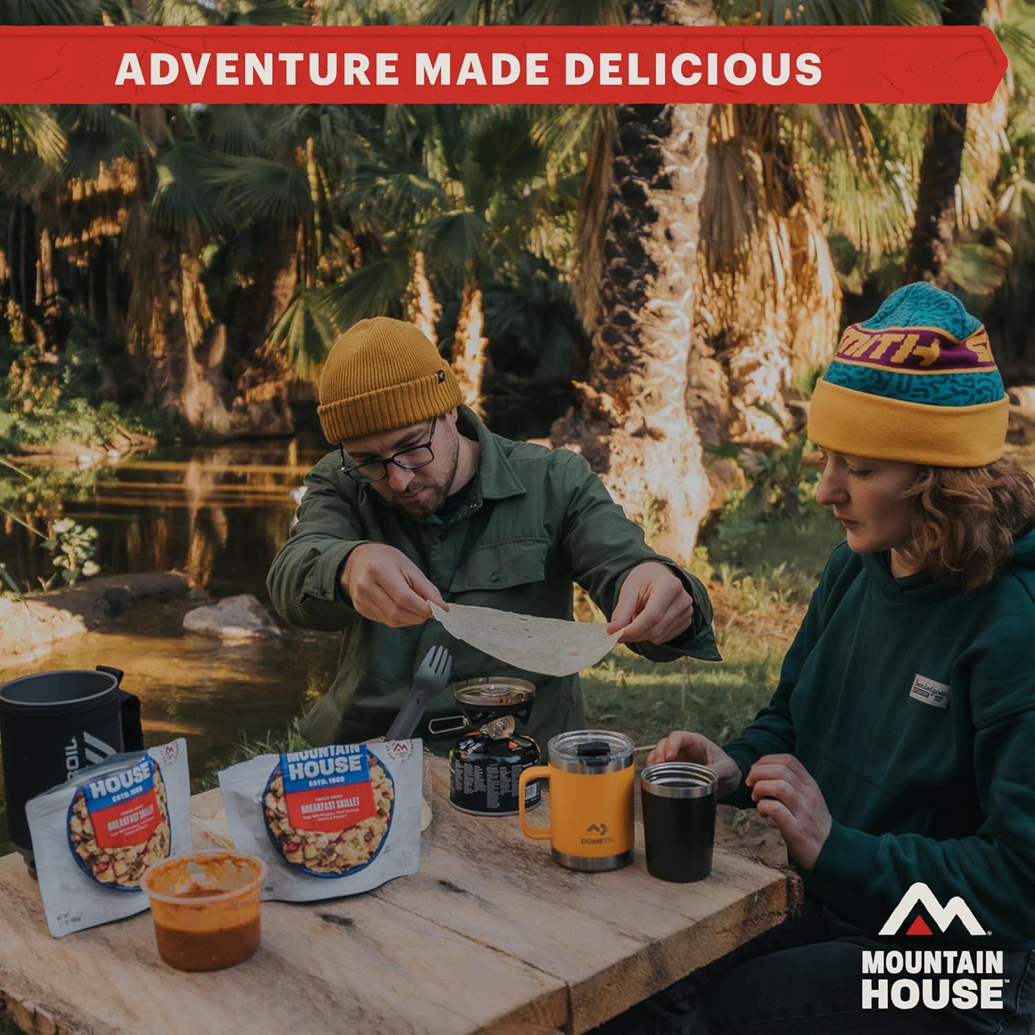 Showcases the product being enjoyed in a real-world outdoor adventure setting to help shoppers envision using the product during camping or hiking trips.