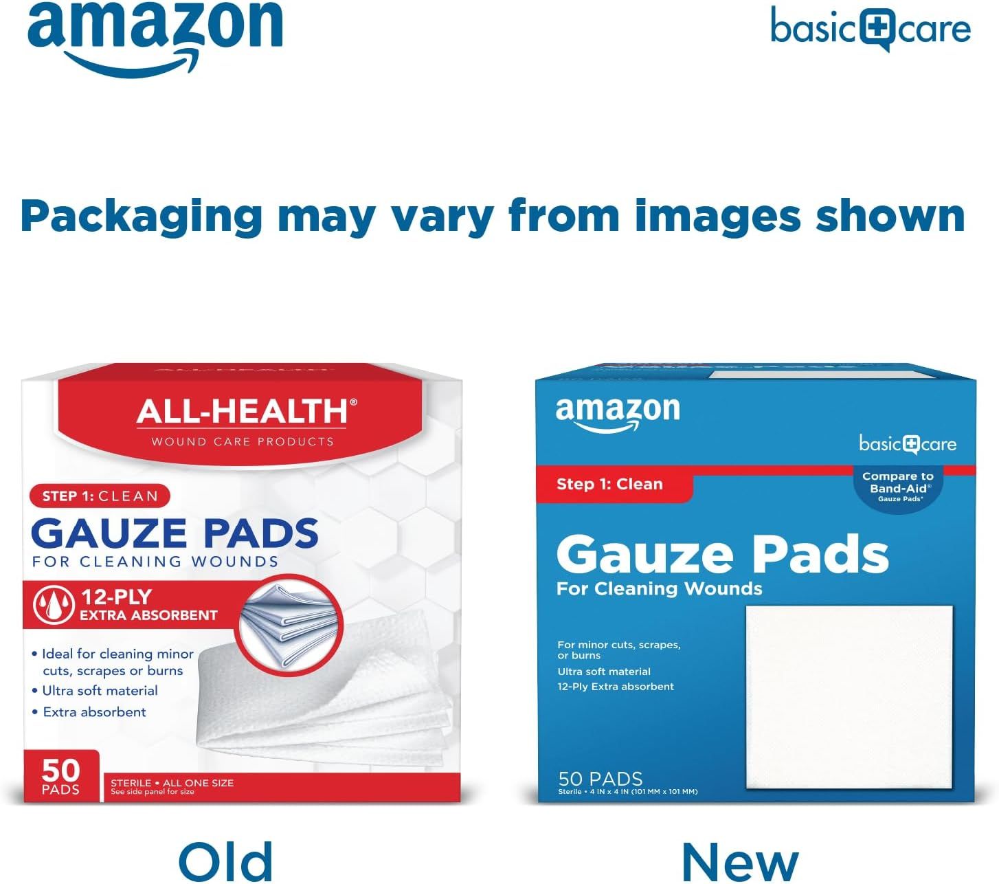 Shows shoppers that the same product may arrive in different branded packaging (All-Health or Amazon Basic Care), managing expectations and reinforcing that both are equivalent options from the same…