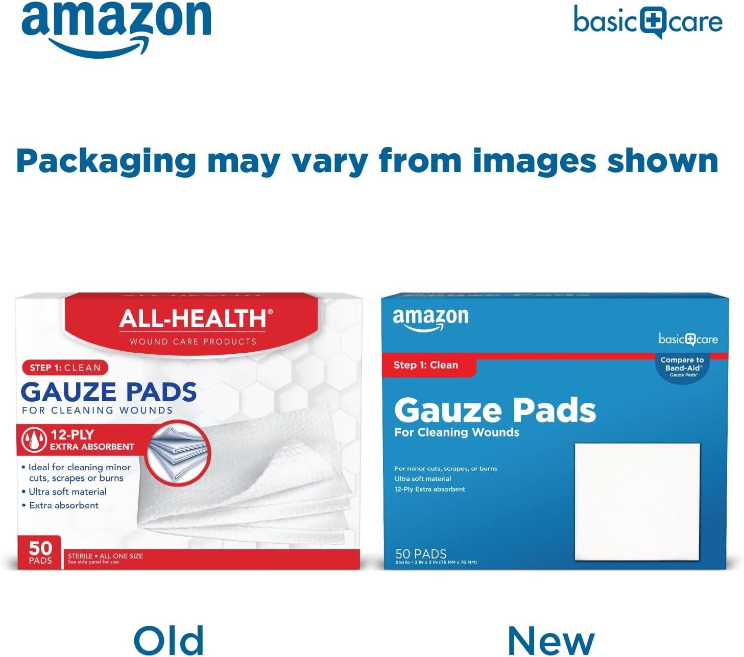 Informs shoppers that the product packaging may differ from what is shown, displaying both old and new packaging versions to set expectations and reduce confusion.
