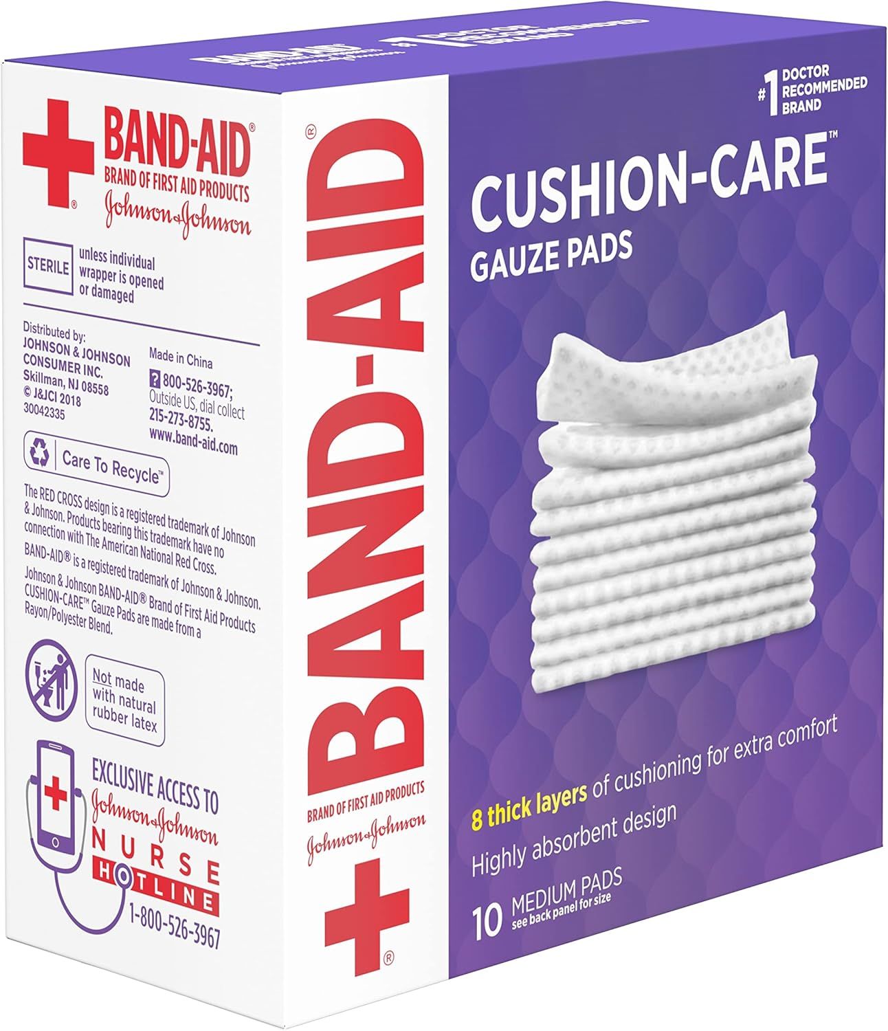 Communicates multiple product benefits including cushioning thickness, absorbency, and comfort to help shoppers understand the superior quality and performance of these gauze pads.