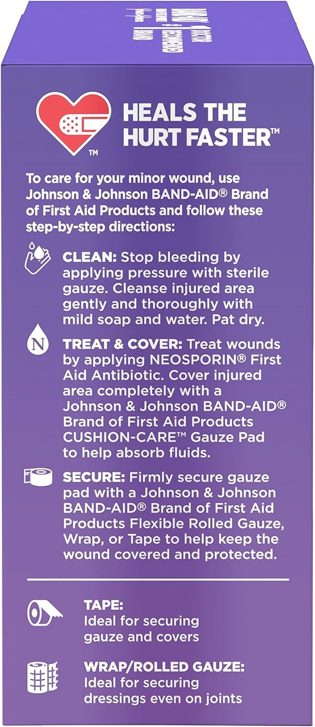 Provides clear step-by-step instructions on how to properly clean, treat, and secure minor wounds using the brand's first aid products, reassuring shoppers about proper usage and effectiveness.