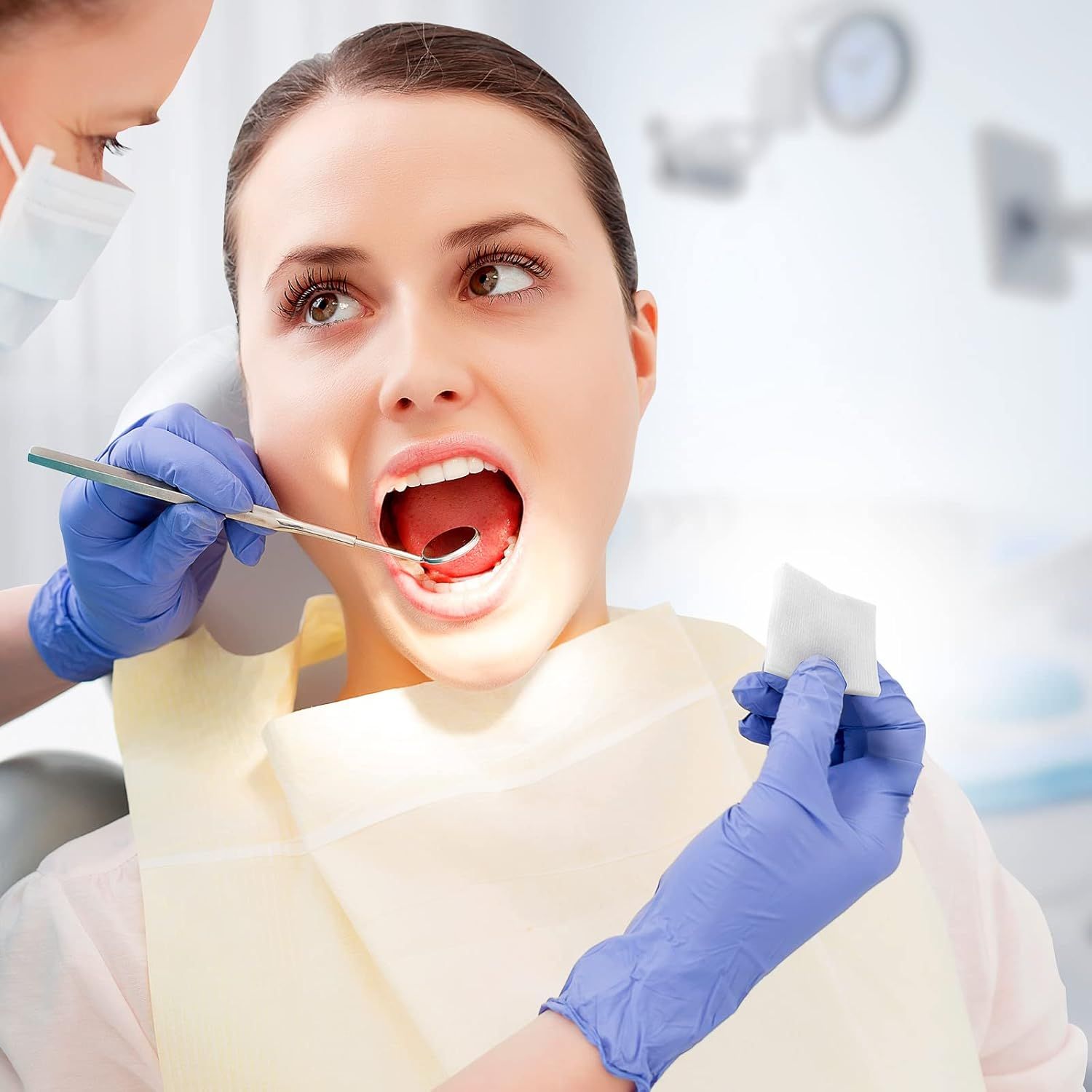 Shows the product being used in a real-world professional dental setting to help shoppers visualize the product in use and build trust through a clinical environment.