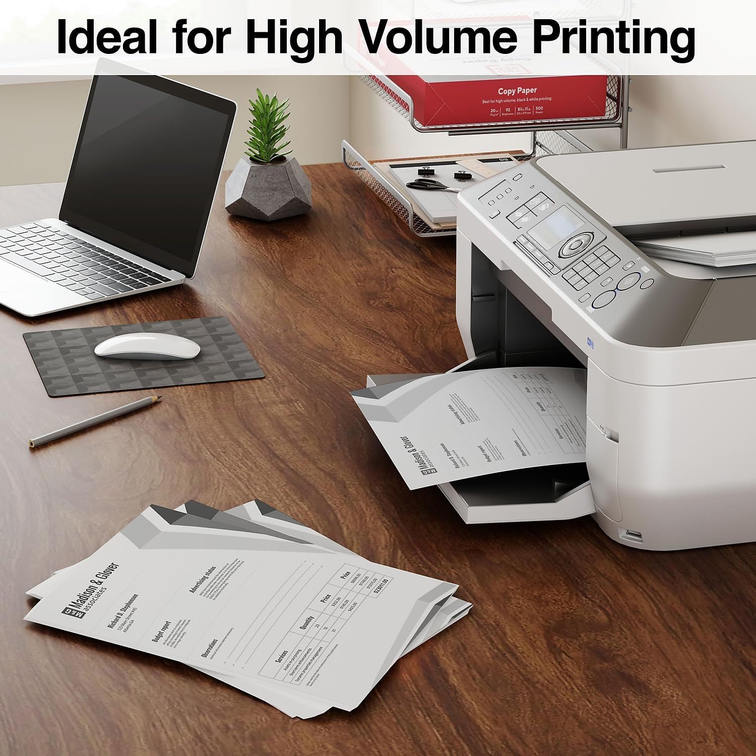 Demonstrates the product's suitability for office environments requiring high-volume printing, reassuring shoppers that it can handle substantial printing workloads efficiently.