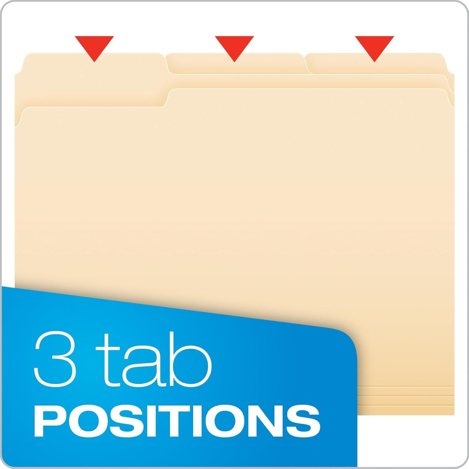 Highlights the organizational feature of having 3 tab positions to help shoppers understand the product's filing and categorization capabilities.