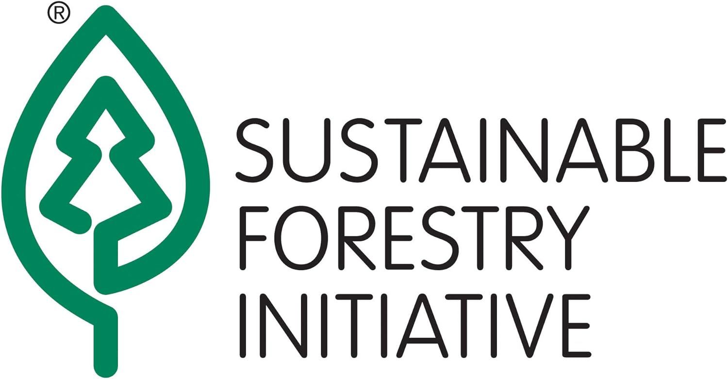 Communicates that the product is made from responsibly sourced materials certified by the Sustainable Forestry Initiative, reassuring environmentally conscious shoppers.