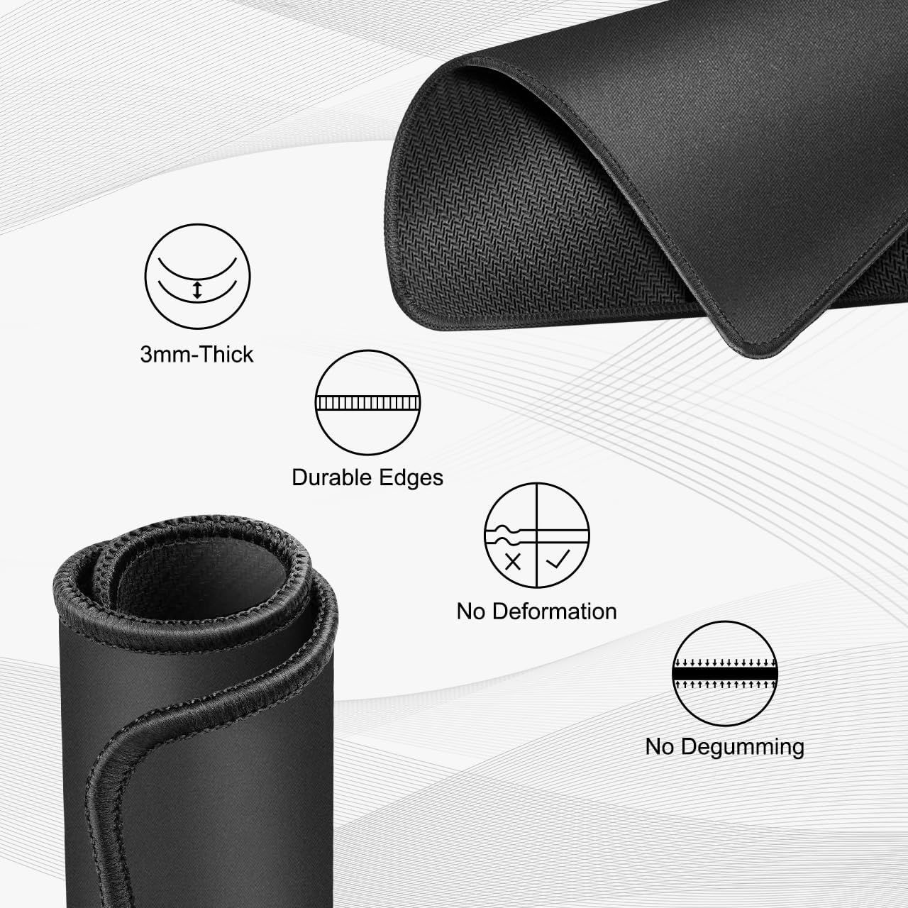 Communicates multiple quality and durability features of the mat to reassure shoppers about its construction, longevity, and resistance to wear.