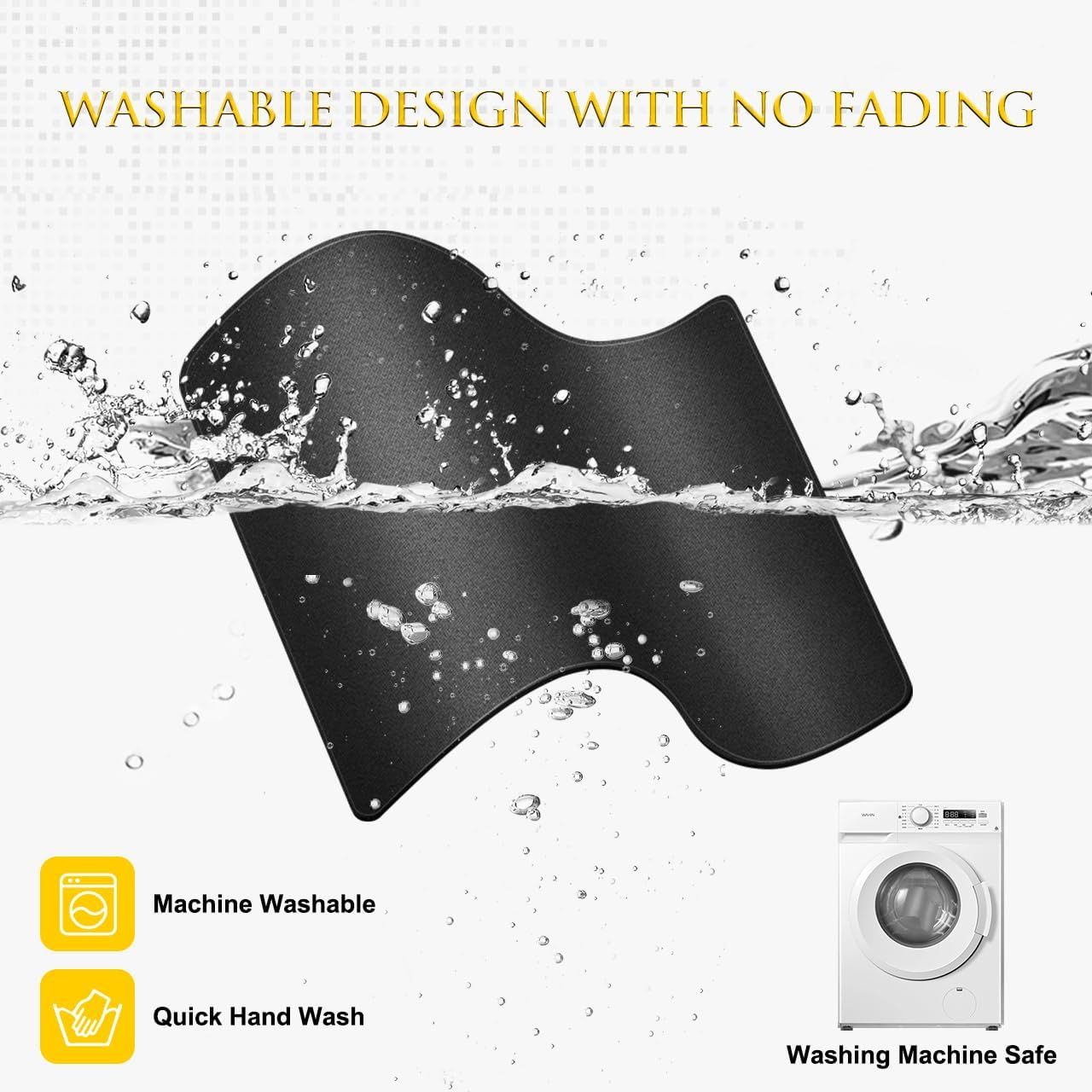 Communicates that the product is easy to clean and maintain, with a washable design that won't fade, reassuring shoppers about durability and convenience.