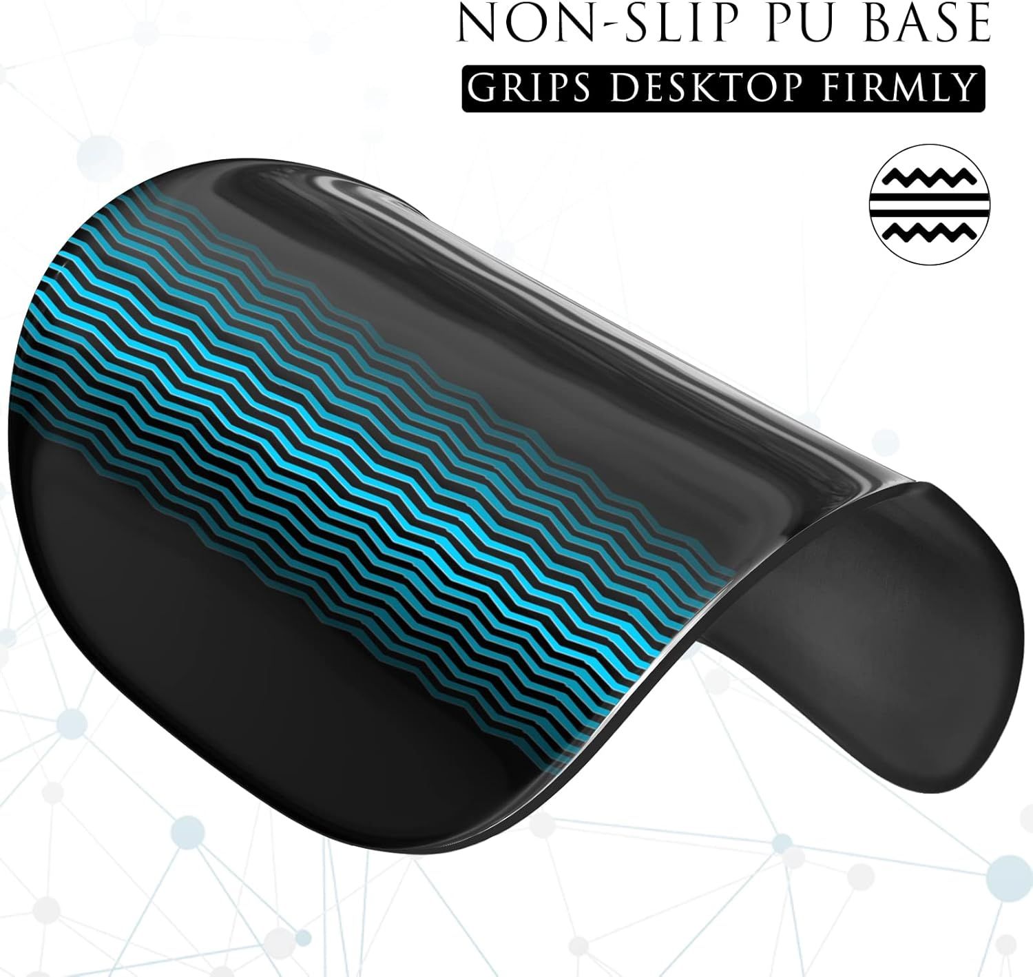 Highlights the product's non-slip base feature with a visual callout showing the textured grip pattern, reassuring shoppers that the product will stay firmly in place on their desktop. Communicates…