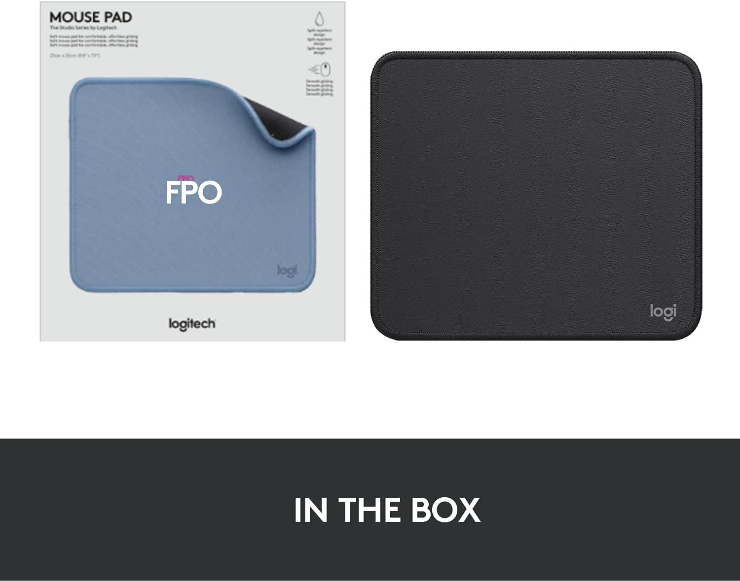 Shows the shopper what comes in the box when they purchase the mouse pad, including the product packaging and the actual mouse pad itself.