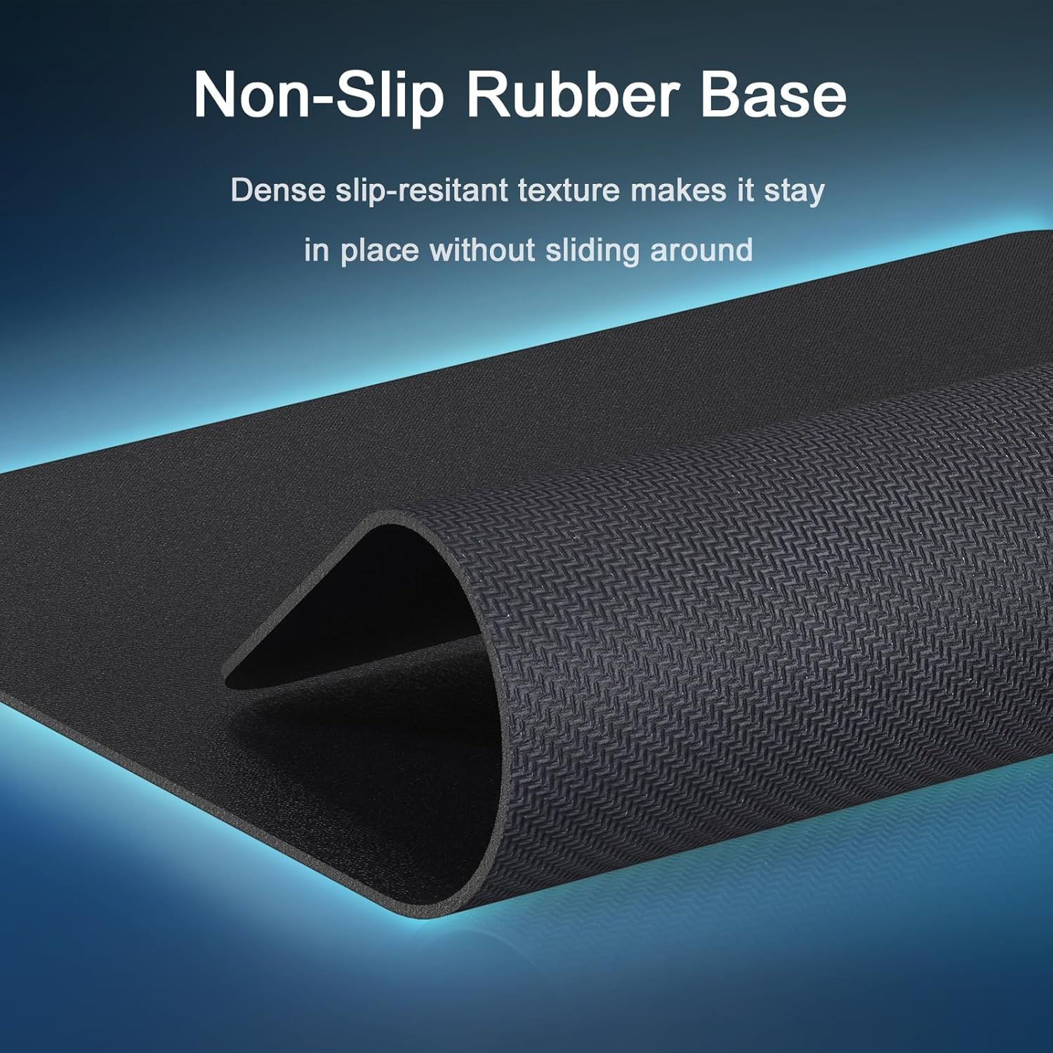 Highlights the textured rubber base material and construction to reassure shoppers that the product will stay securely in place during use. Communicates the key benefit of slip-resistance to assure…