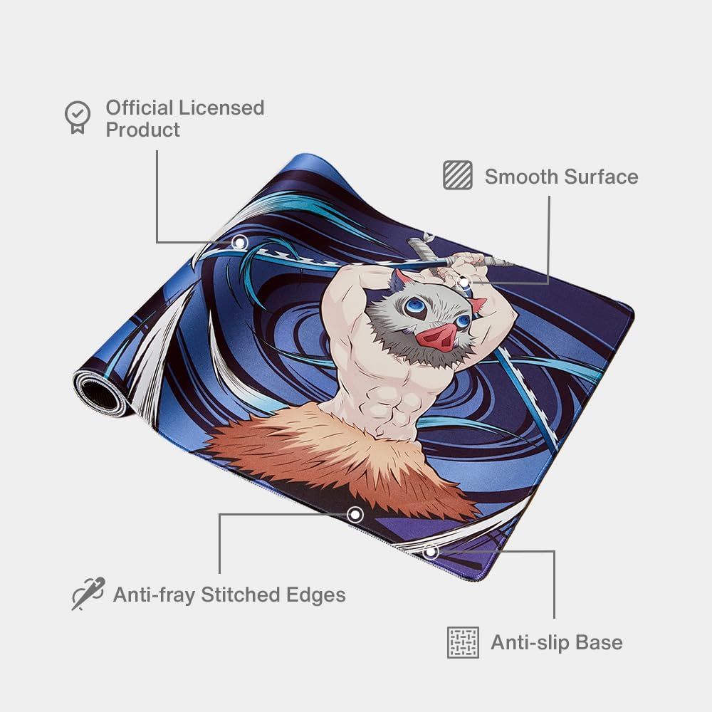 This image breaks down the physical features and construction of the mouse pad, using callout lines to highlight key components like licensing, surface quality, edge stitching, and base material to…