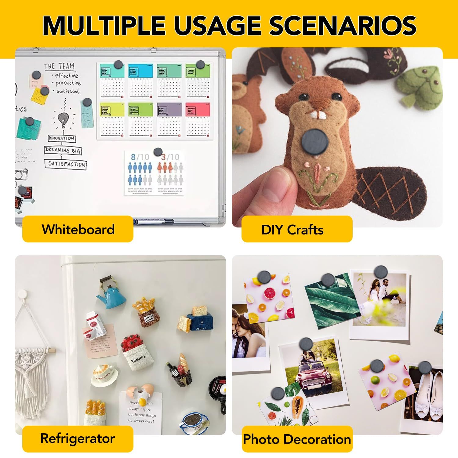 Demonstrates the product's versatility by showing four distinct usage scenarios where it can be applied, reassuring shoppers that it works across multiple environments and purposes.
