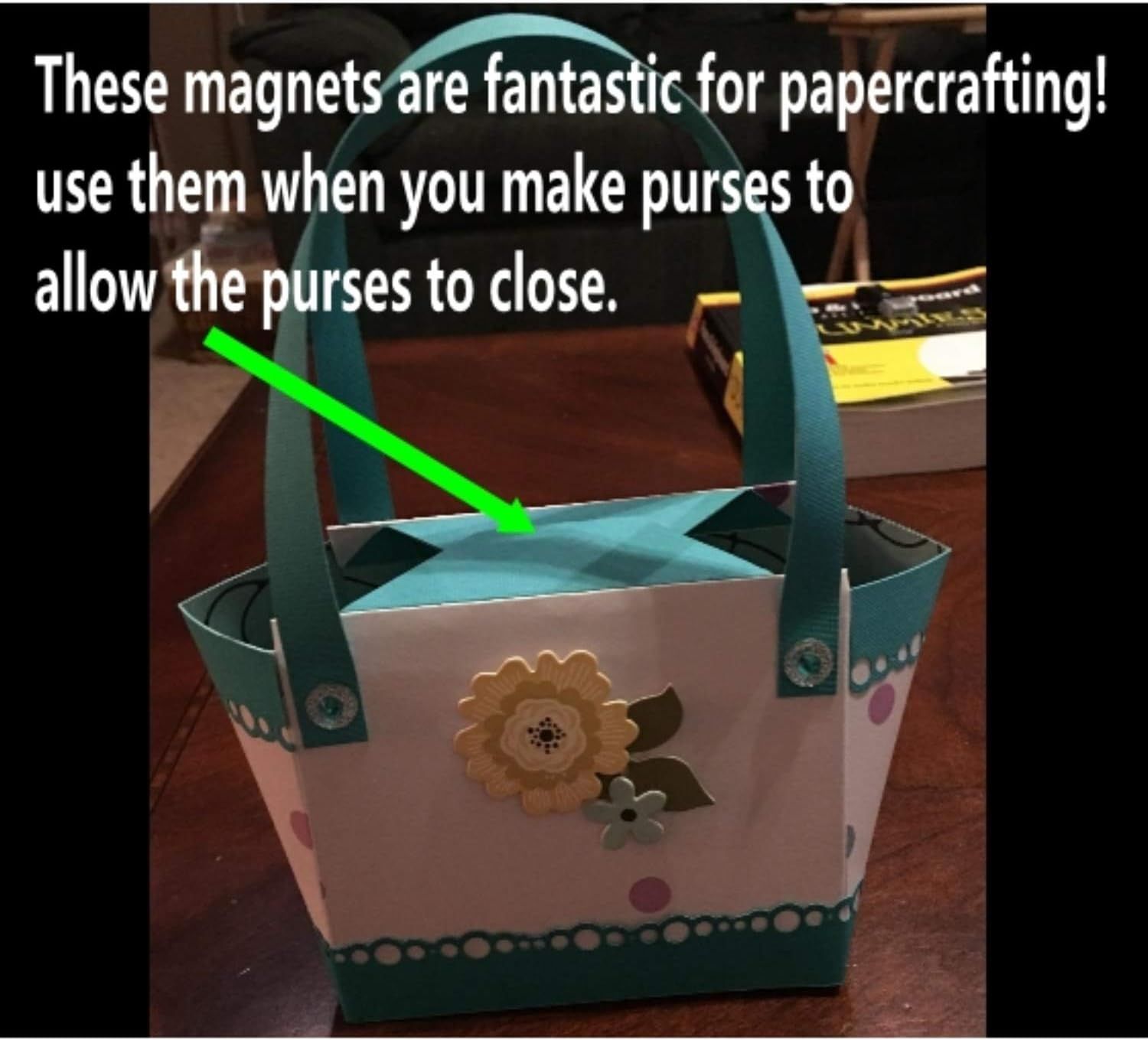 Demonstrates a specific creative application for the magnets in papercrafting projects, showing how they can be used to create functional closures for handmade purses. Shows shoppers how to use the…