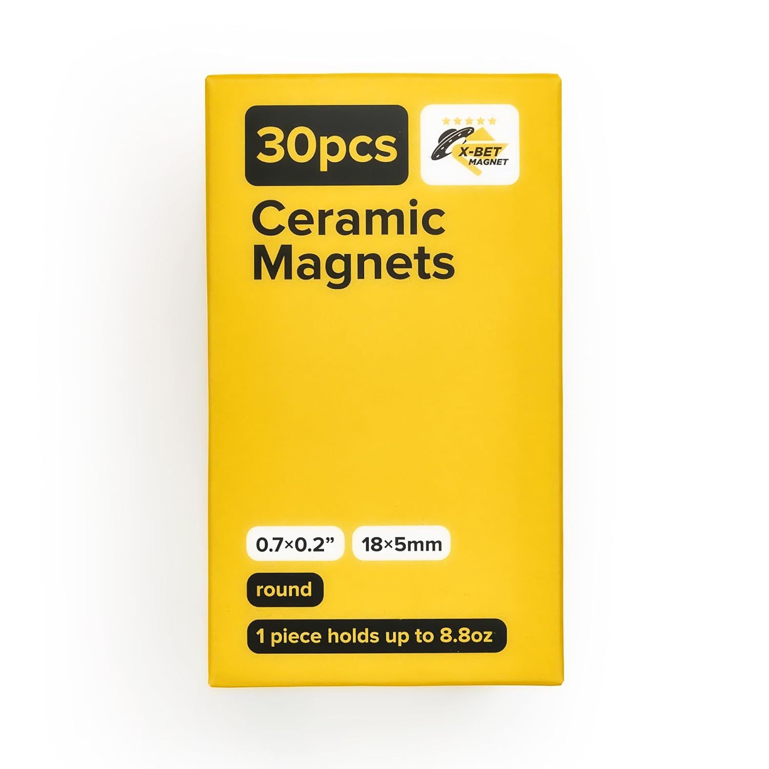 Communicates the quantity and material of the magnets included in the package, helping shoppers understand what they will receive. Highlights the strong holding capacity of each individual magnet to…