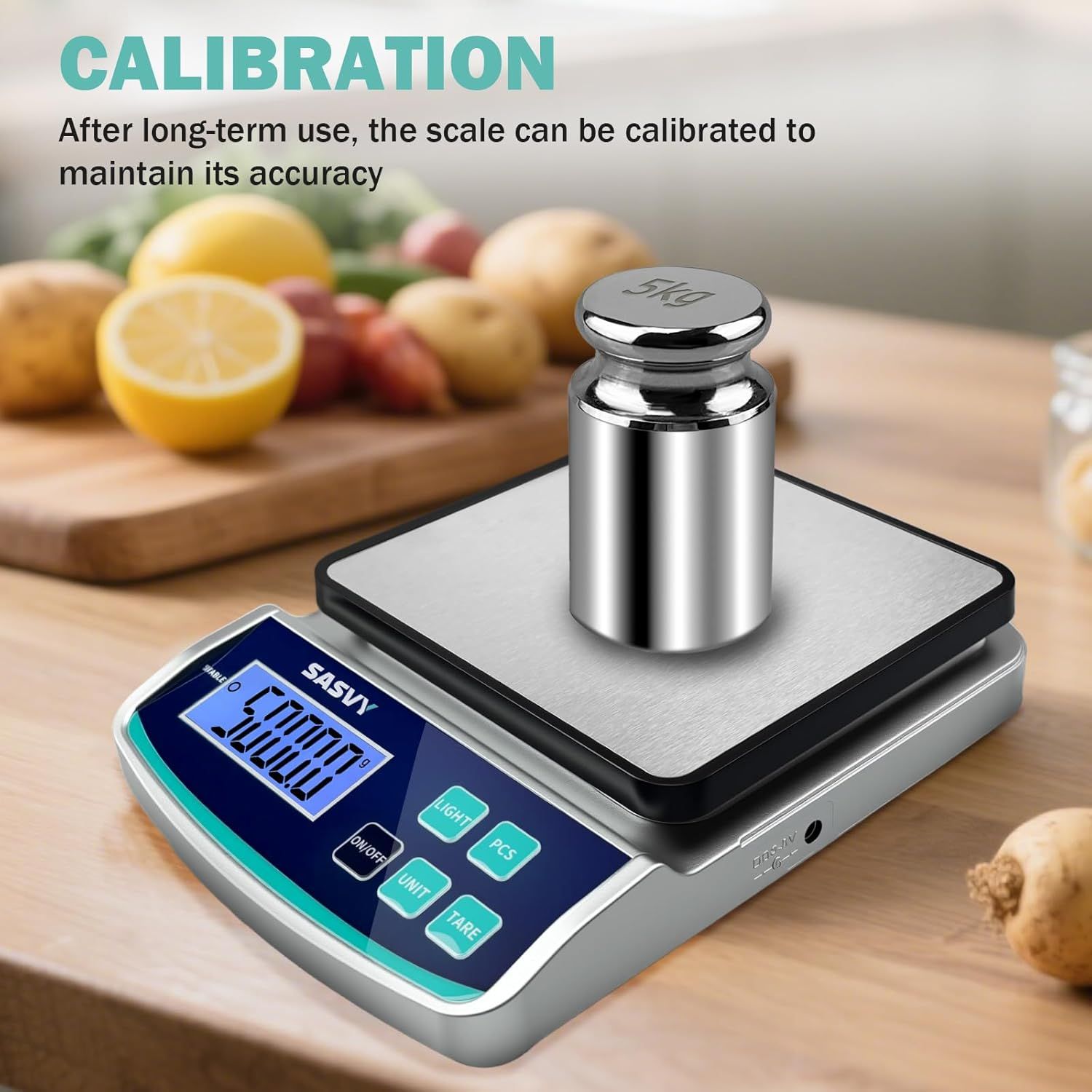 Communicates that the scale can be calibrated after long-term use to maintain accuracy, reassuring shoppers about the product's long-term reliability and precision.