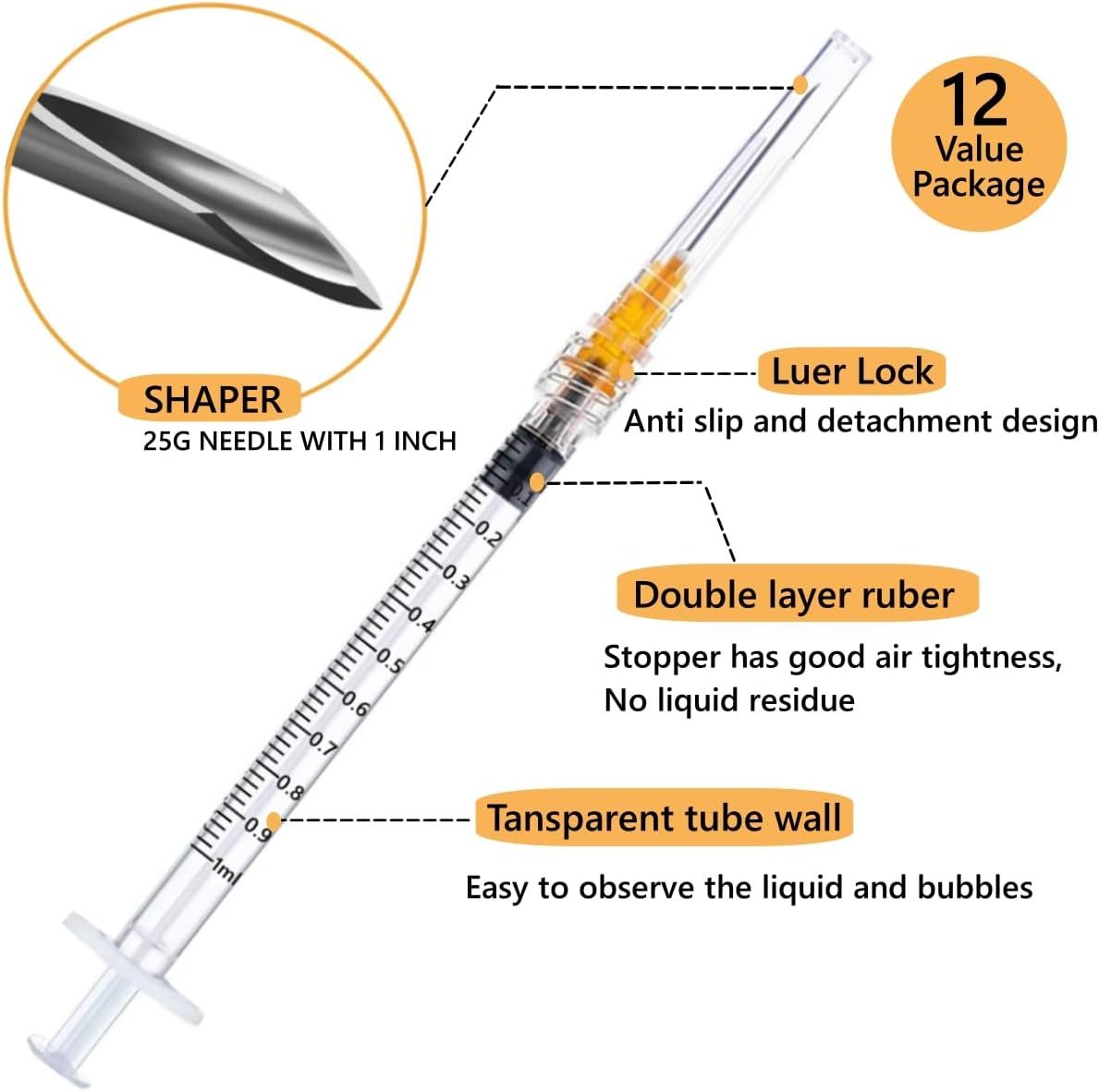 This image breaks down the physical components of the syringe to help shoppers understand its construction quality and functional design features.