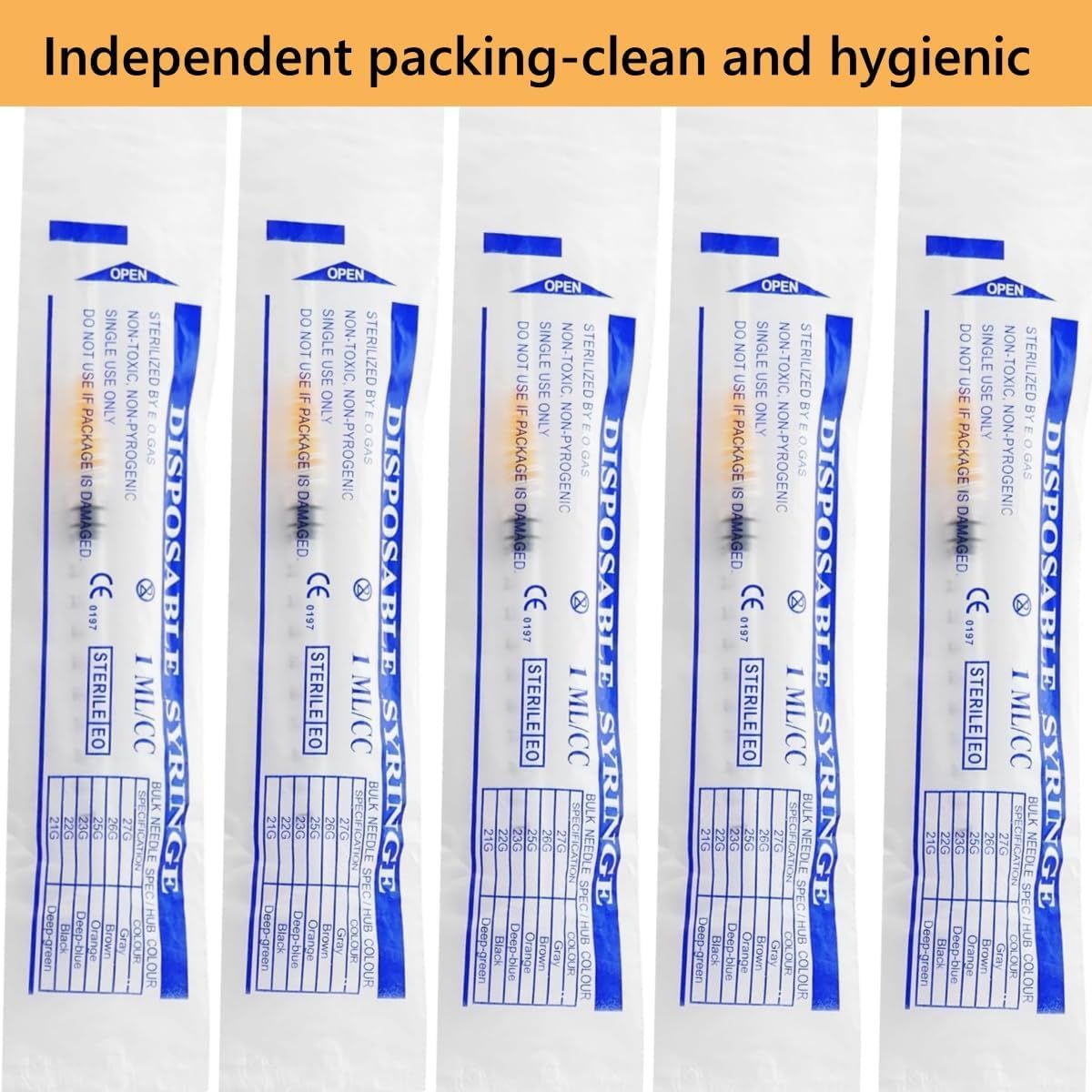 Demonstrates that each syringe comes in its own sterile, individually sealed package, reassuring medical professionals and consumers about hygiene and safety standards.