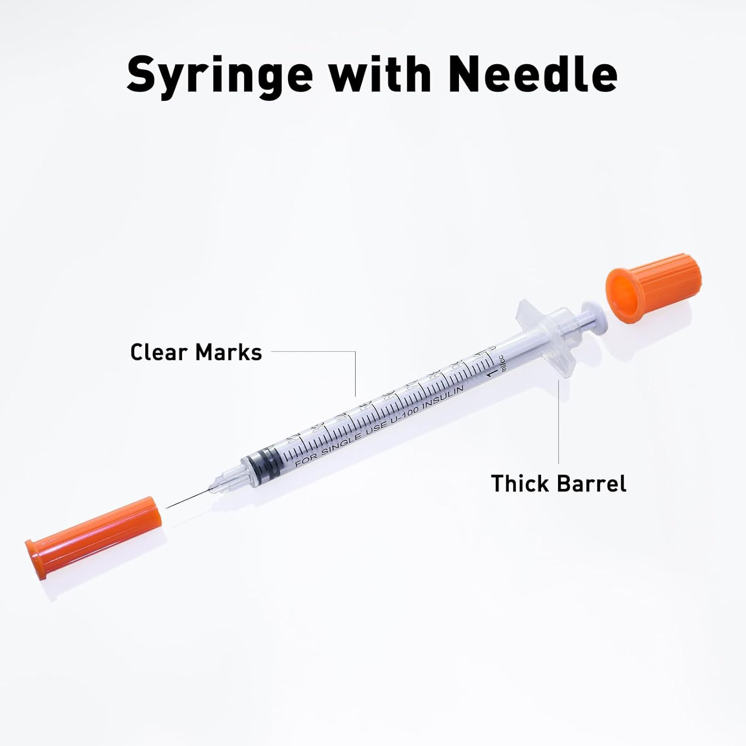 Highlights the physical components of the syringe to help shoppers understand its construction and key features like measurement clarity and barrel durability.