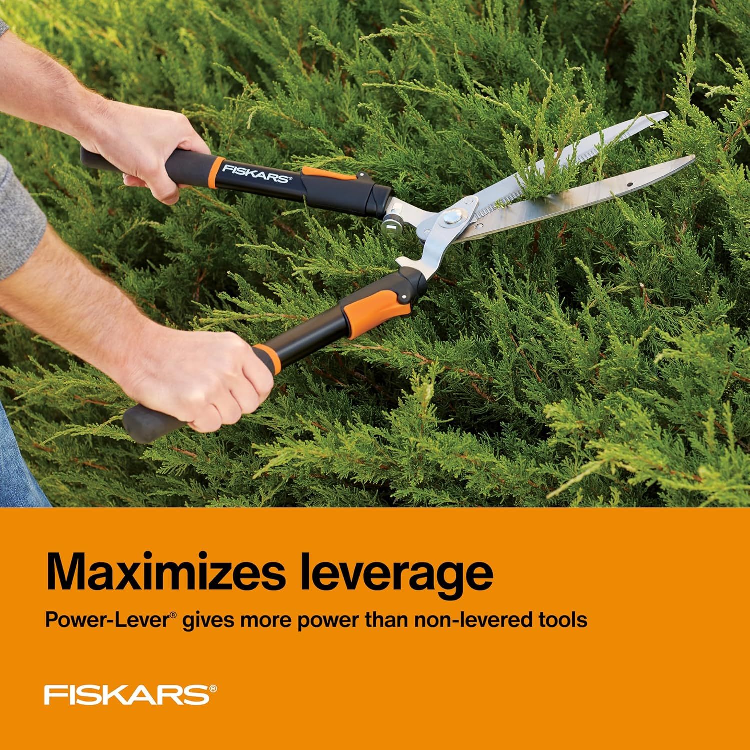Communicates that the Power-Lever mechanism provides more cutting power than non-levered tools, making trimming easier and more efficient for the user.