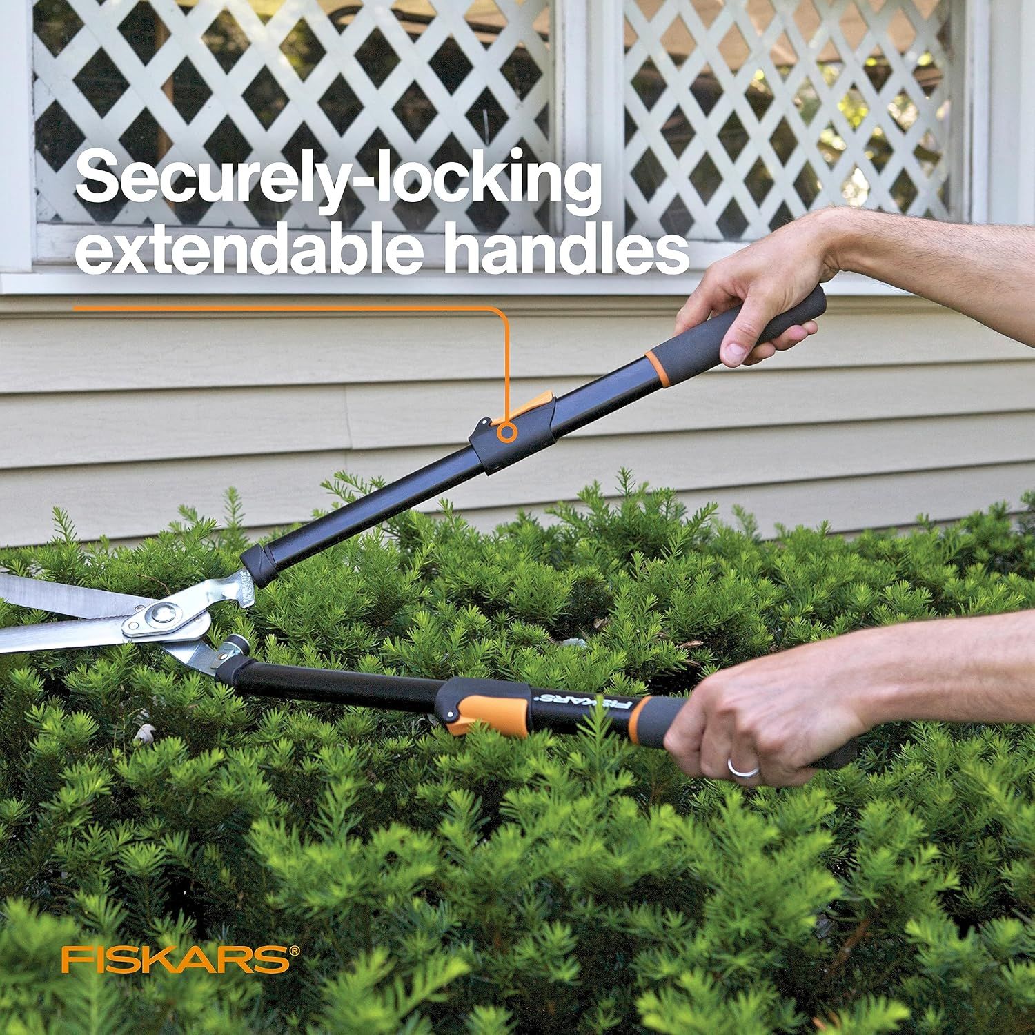 Highlights the locking mechanism of the extendable handles to reassure shoppers that the tool can be adjusted and secured safely for extended reach during use. Demonstrates the key benefit of…