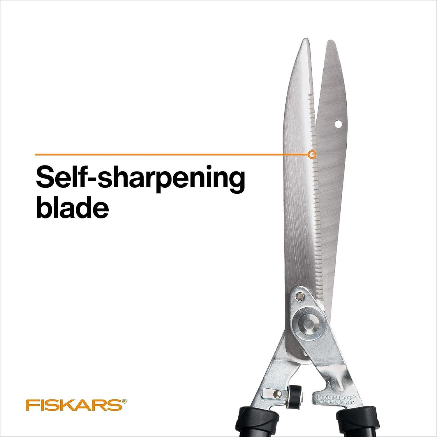 Highlights the self-sharpening blade feature to communicate the product's convenience and long-lasting sharpness without manual maintenance.