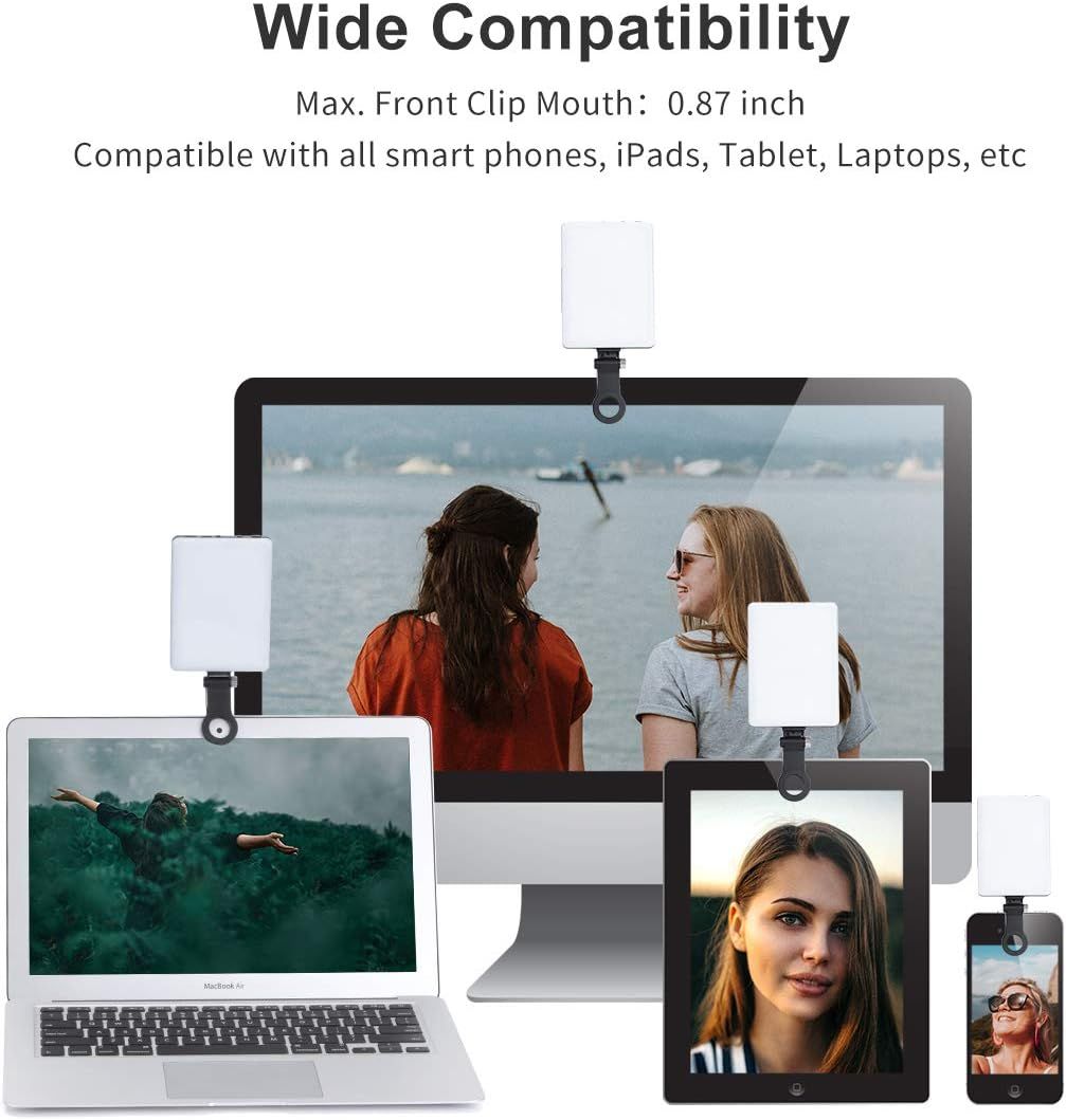Demonstrates that the clip-on product works with multiple device types (smartphones, tablets, laptops, monitors) to reassure shoppers of its versatility and broad compatibility.