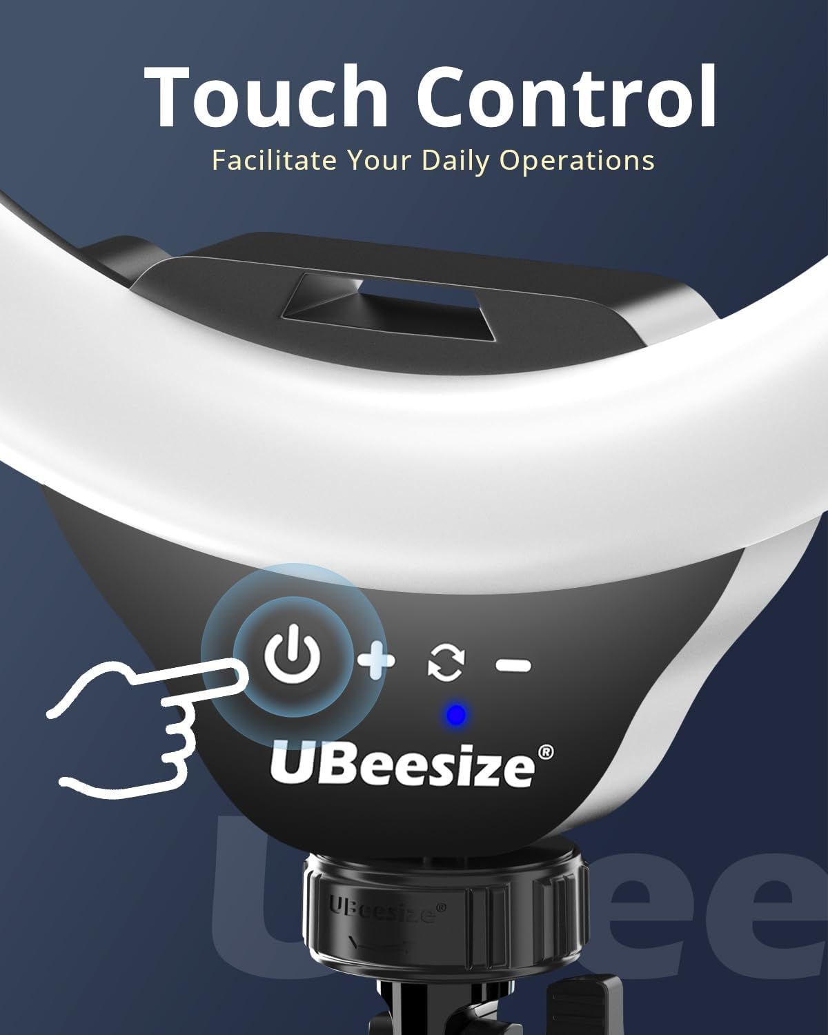 Highlights the product's touch control feature to communicate ease of use and modern convenience for daily operations.