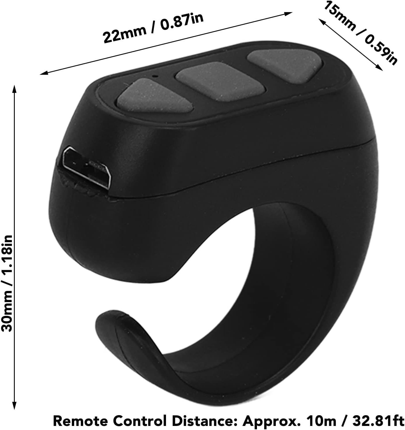 Communicates the exact physical dimensions of the wearable remote control device and its wireless range capability to help shoppers understand its compact size and operational distance. Highlights…